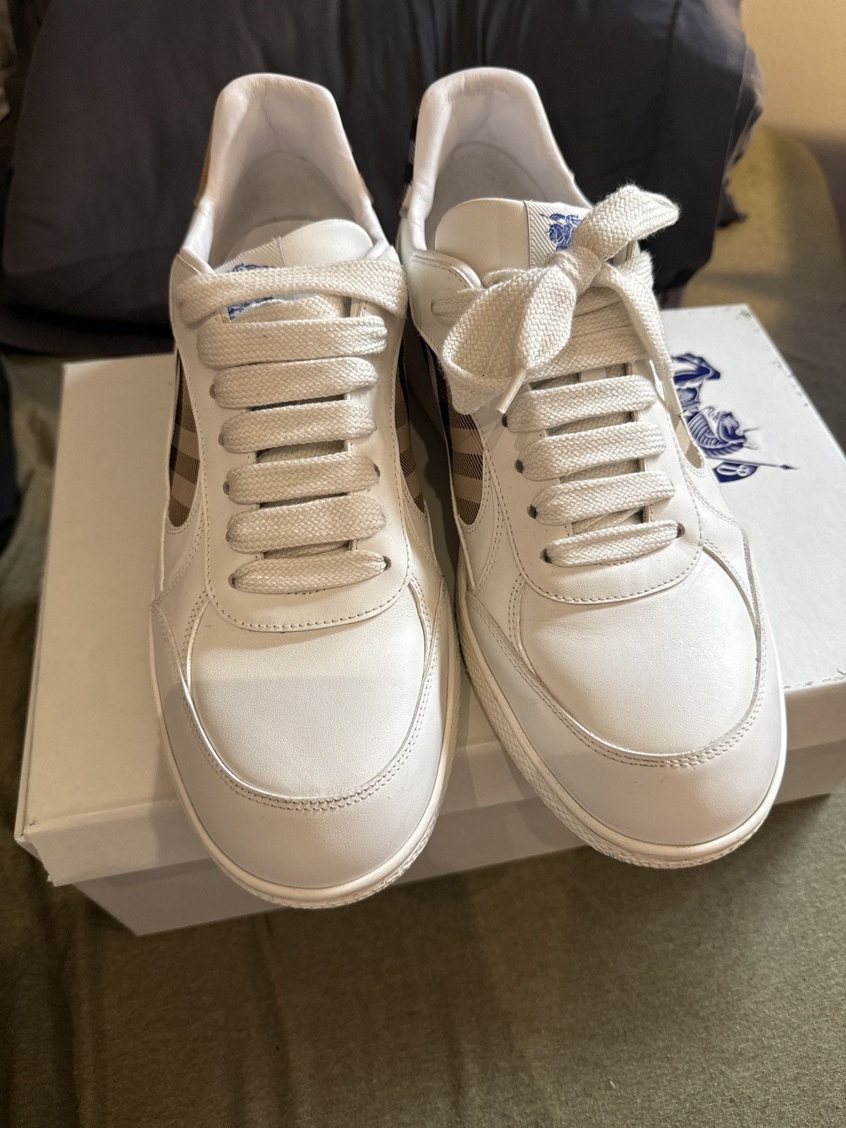 Burberry Burberry leather and check terrace sneakers Size US 12 / EU 45 - 6 Thumbnail