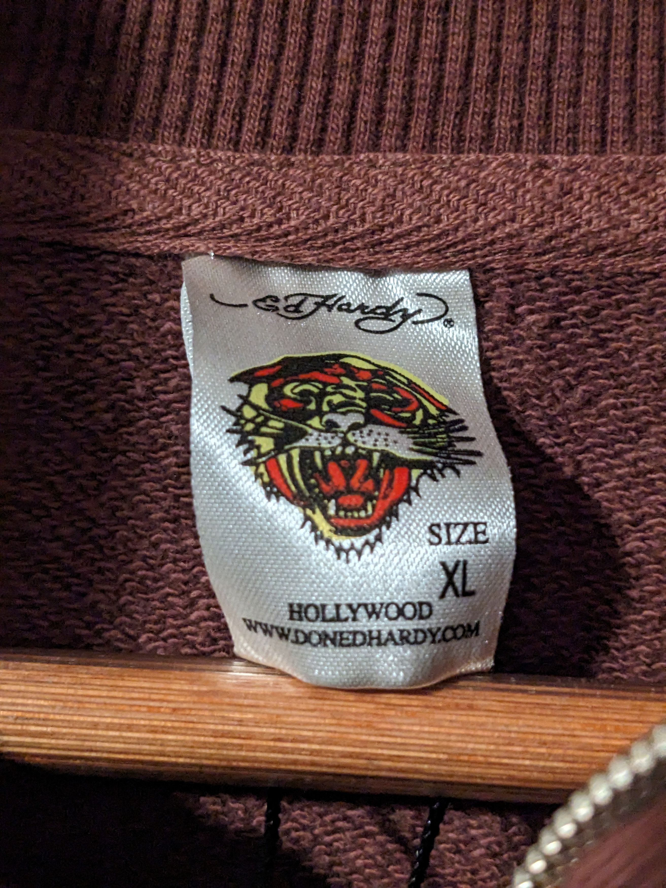 Ed Hardy × Vintage Vintage Y2K Ed Hardy New York Brown X-Large Full Zip Sweater Size US XL / EU 56 / 4 - 5 Thumbnail