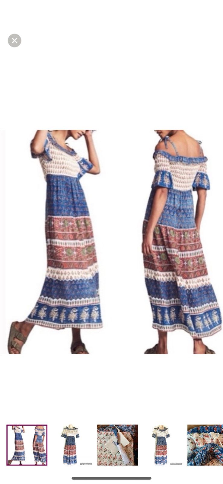 image of Faherty Sylvie Crochet Maxi Dress Kapu Beach M in Blue, Women's (Size Medium)