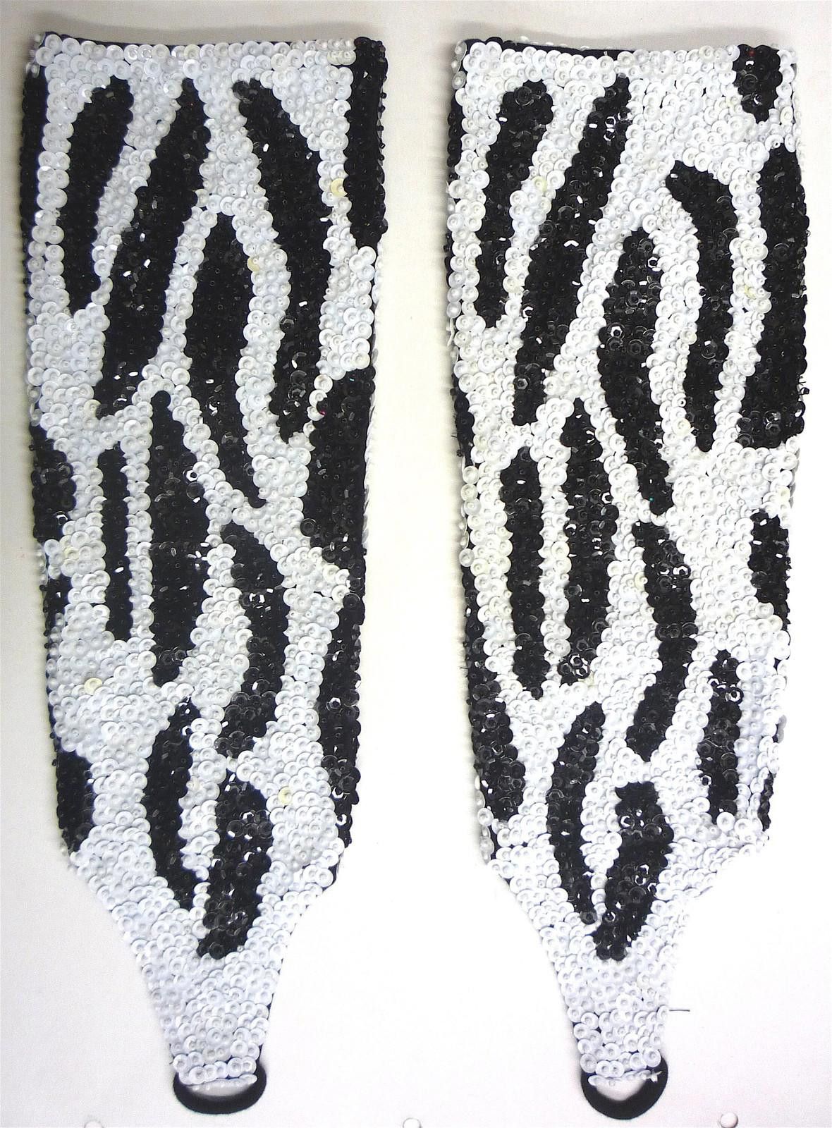 Designer Sequin Elbow Gloves Zebra Size ONE SIZE - 1 Preview