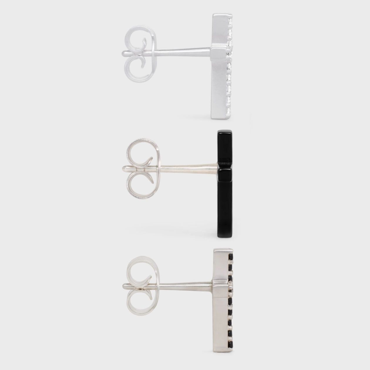 Celine Cross Studs, Brass With Rhodium Finish, Crystals And Varnish Size ONE SIZE - 3 Thumbnail