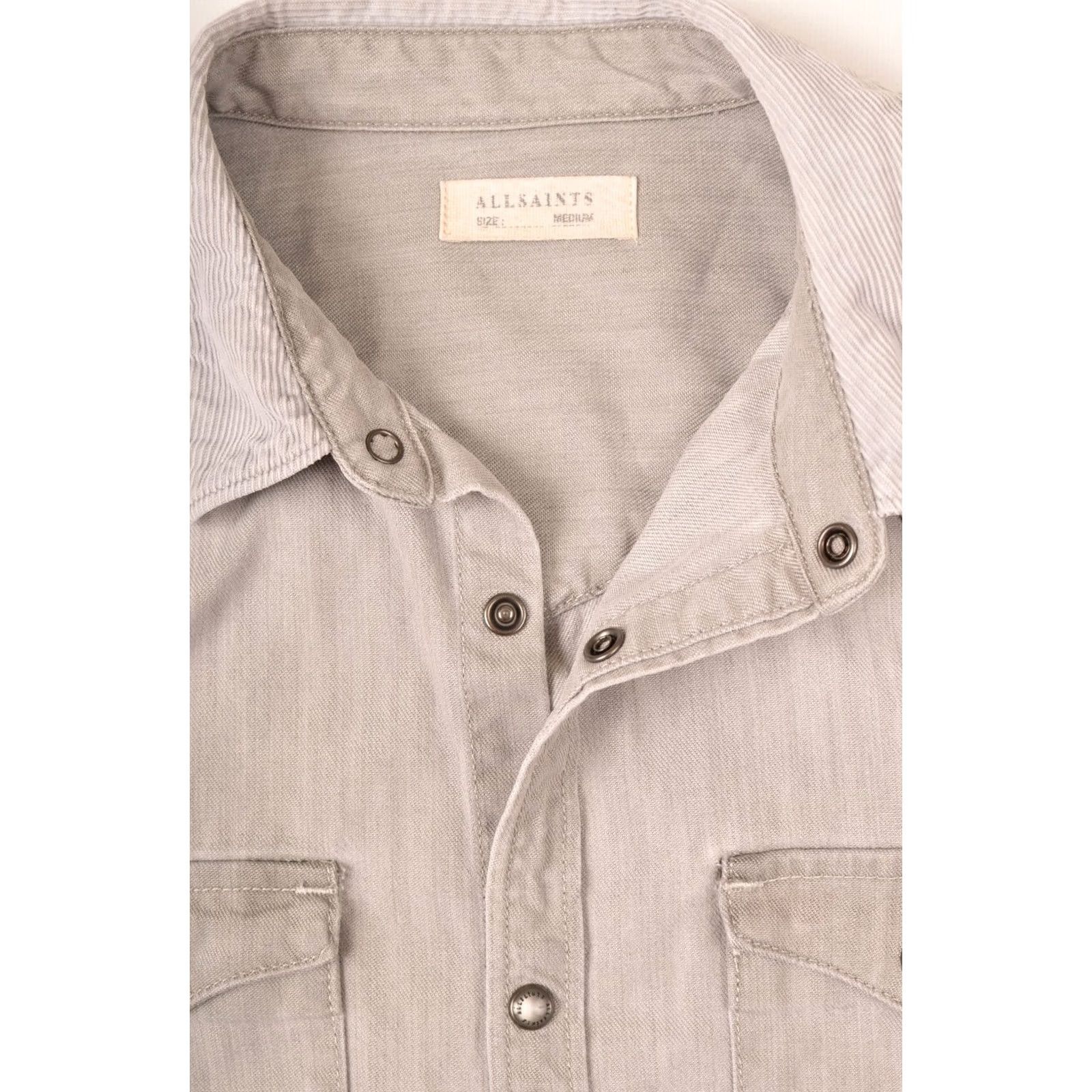 Allsaints AllSaints Pirnmill LS Shirt Denim Button-Up Corduroy Collar M Gray Mens Shirt Size US M / EU 48-50 / 2 - 4 Thumbnail