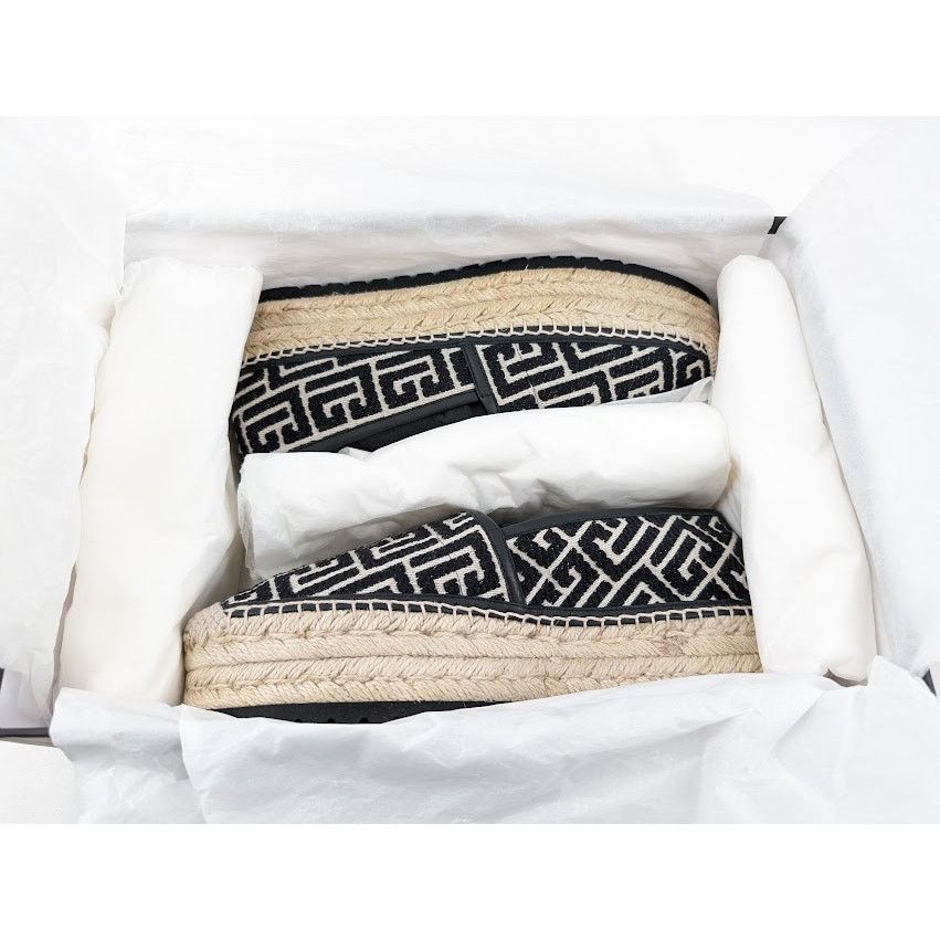 Balmain o1rshd1 Alex Jacquard Espadrilles in Ivory/Black Size US 8 / EU 41 - 21 Thumbnail