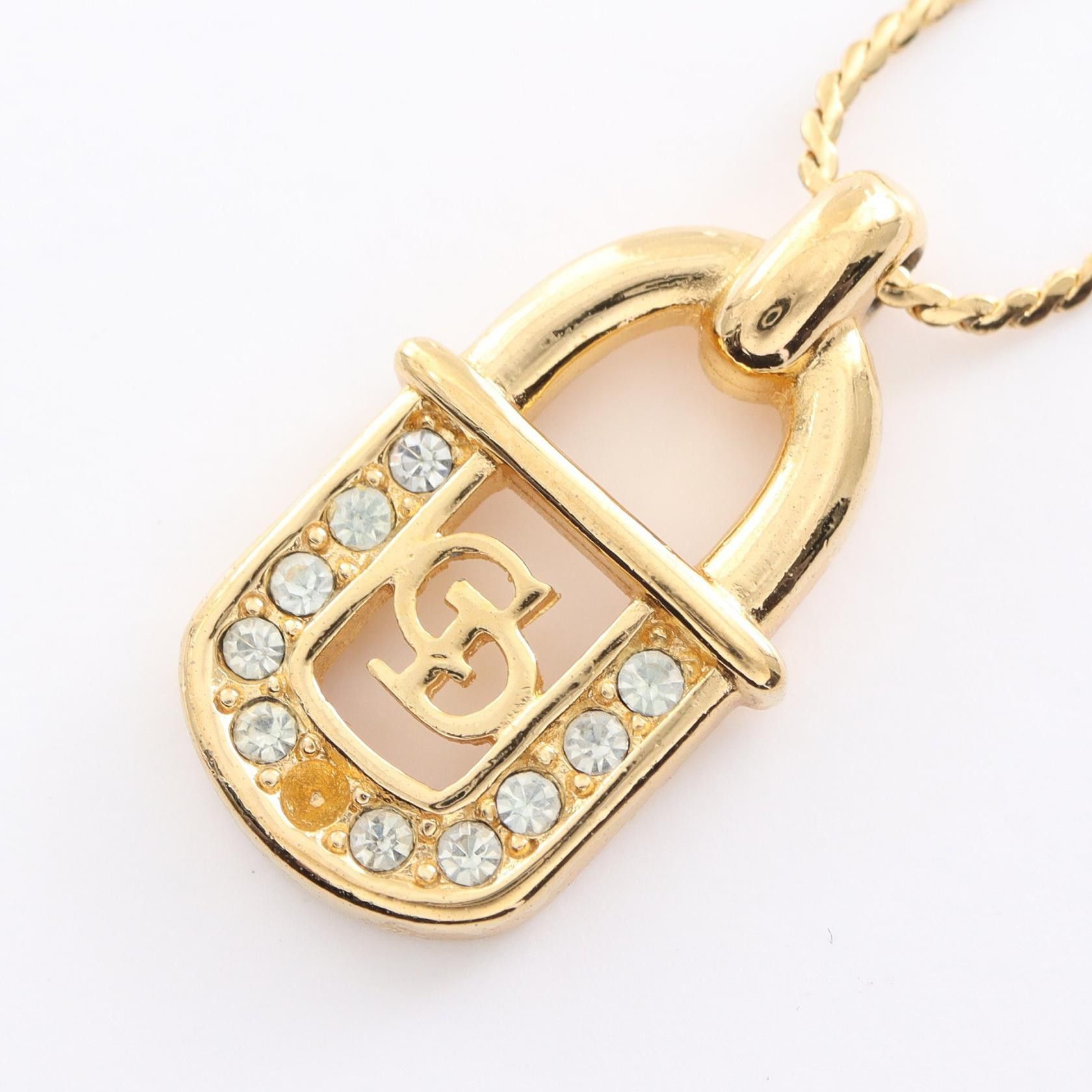 Dior Dior CD Rhinestone Padlock Pendant Necklace Metal Necklace in Very Good Condition Size ONE SIZE - 1 Thumbnail