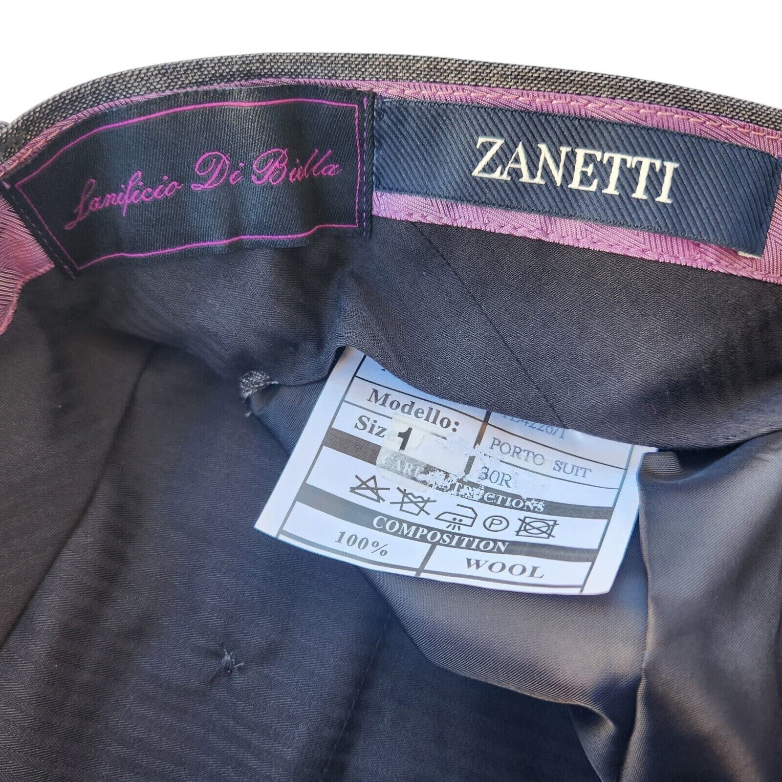 Zanetti Zanetti Men's Grey Stripe Porto Wool Dress Pants Size 30R Size US 30 / EU 46 - 3 Thumbnail