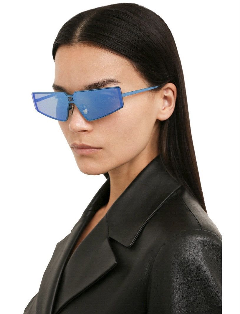 NEW BALENCIAGA BB0192S 003 BLUE GEOMETRIC WOMEN SUNGLASSES