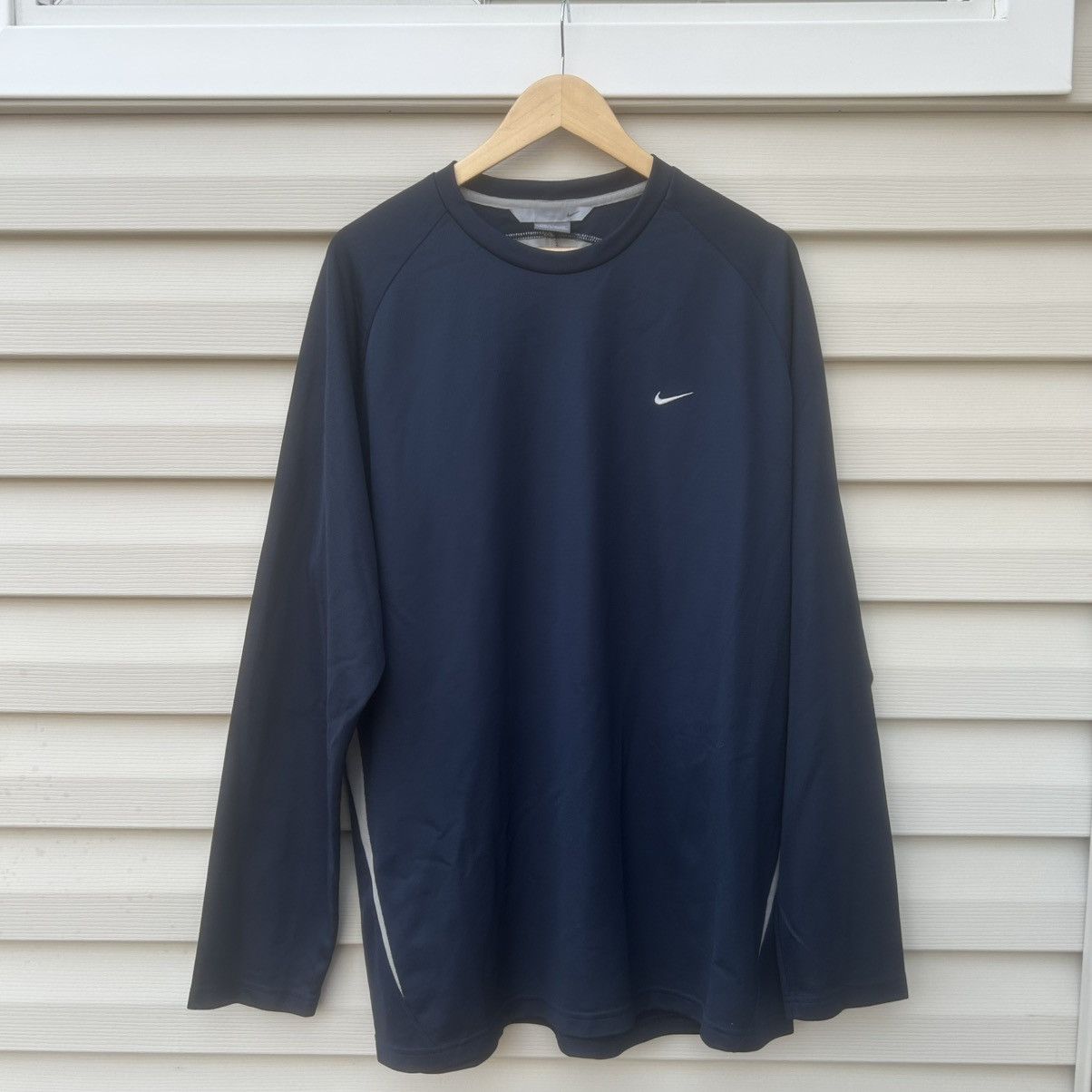 Nike × Vintage vintage 2000s nike long sleeve nylon shirt navy Size US XL / EU 56 / 4 - 1 Thumbnail