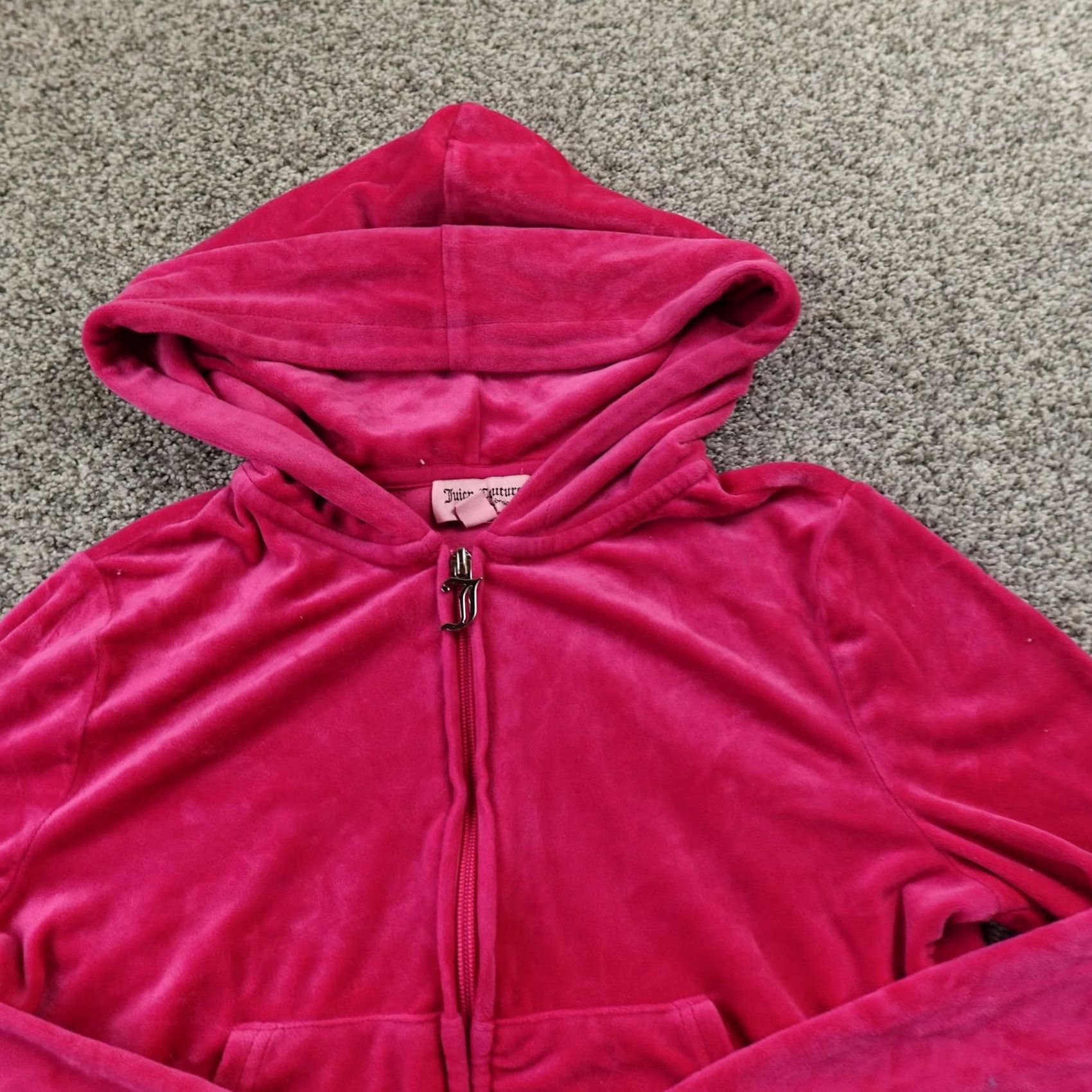 Juicy Couture VINTAGE Juicy Couture Hoodie Womens S Pink Velour Full Zip Rhinestone Bling Jacket Y2K Size S / US 4 / IT 40 - 3 Thumbnail