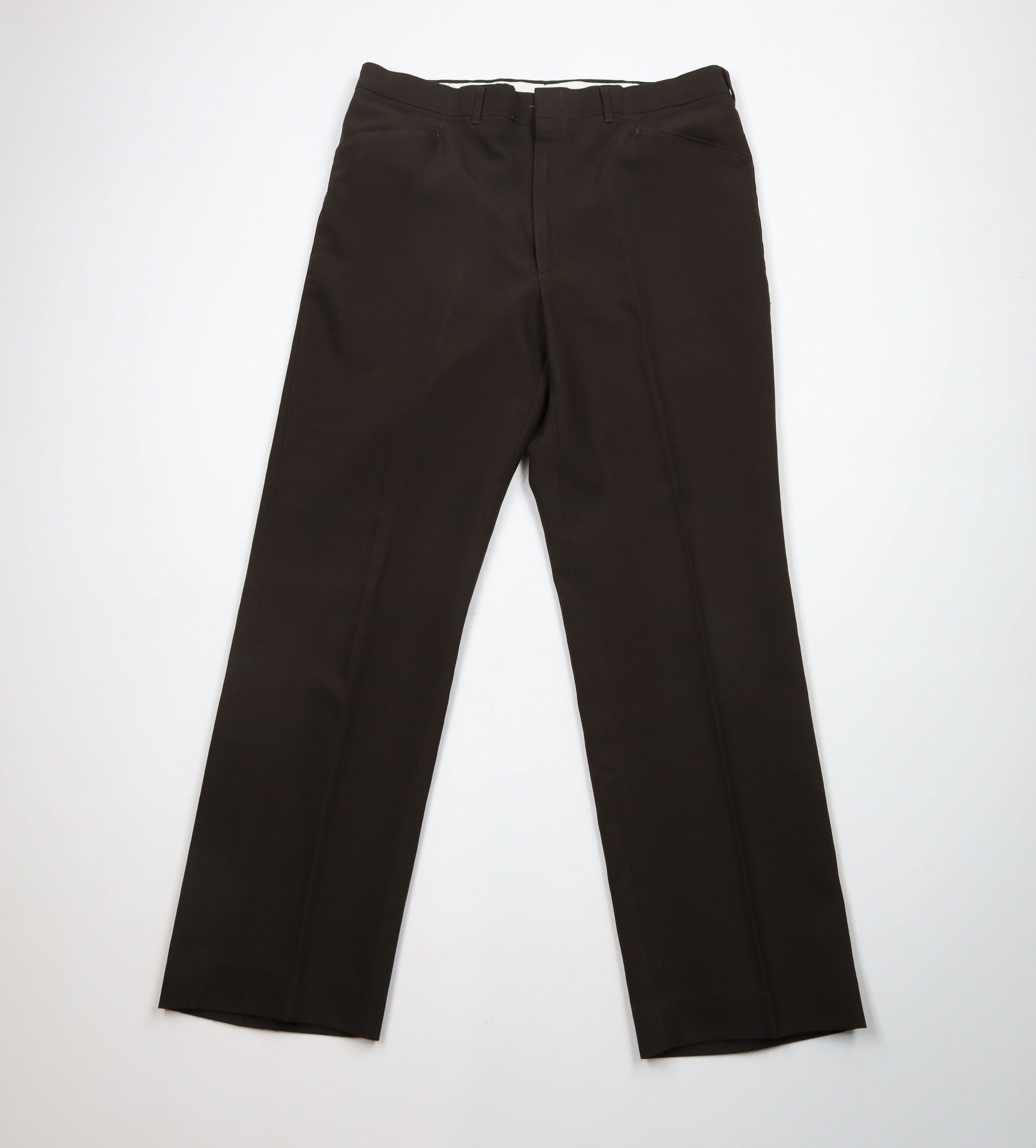 Vintage Vintage 70s Streetwear Wide Leg Knit Chino Pants Brown USA Size US 34 / EU 50 - 1 Thumbnail