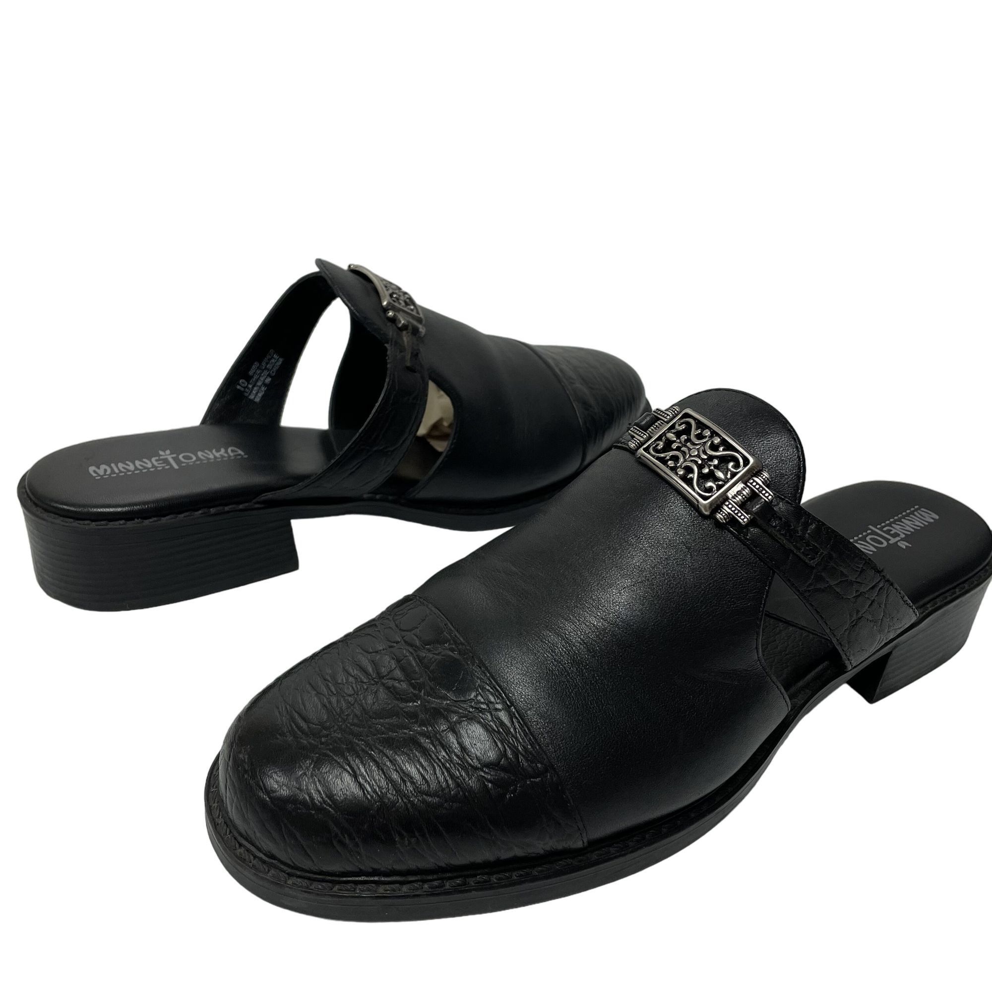 Minnetonka 90's Minnetonka 6050 Leather Alligator Grain Cap Toe Mules Size US 10 / IT 40 - 2 Thumbnail