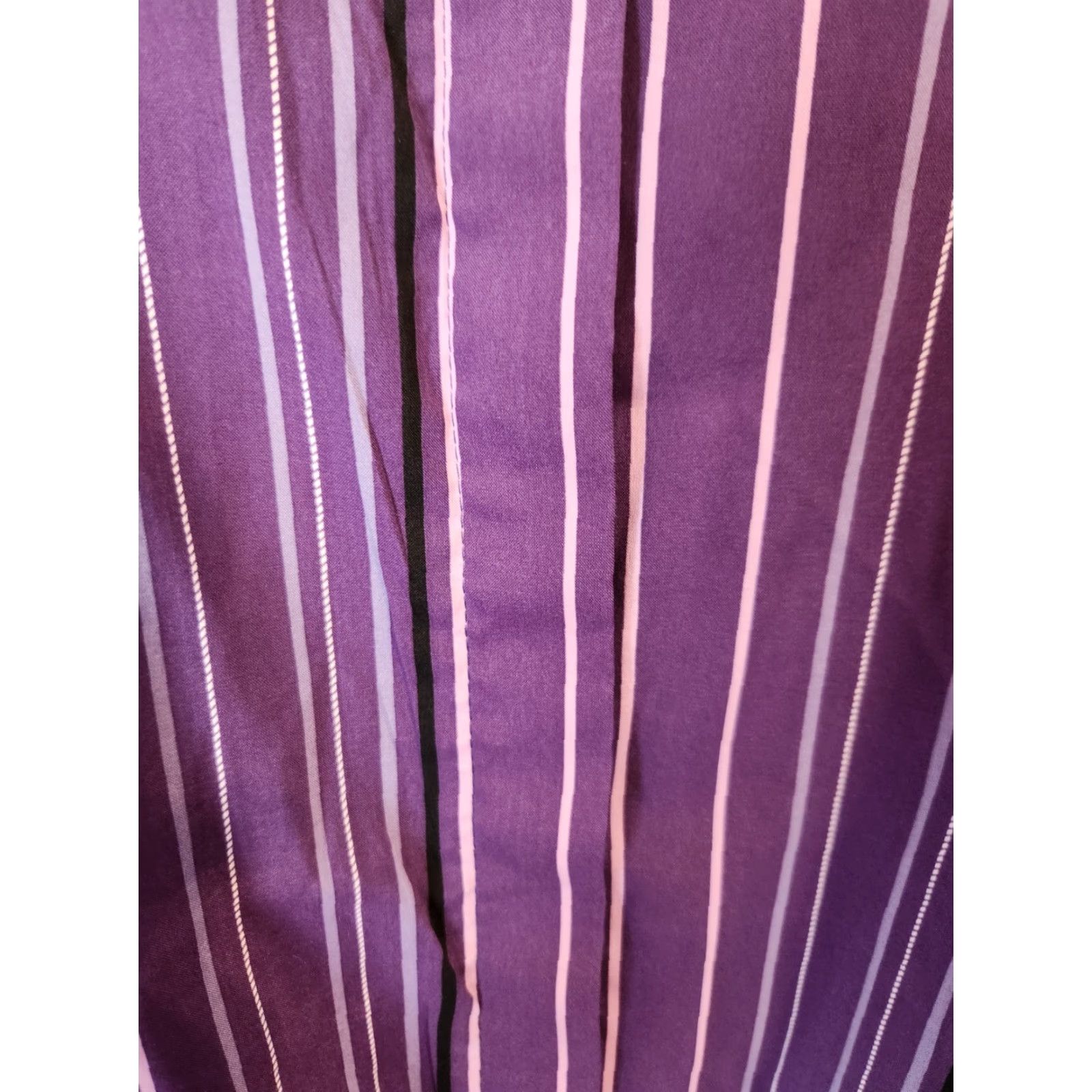 Vintage Doc & Amelia Premier by Cintas Purple Button Up Stripe Uniform Shirt 5X Women, Polyester, Purple, Shirt, 5X, Womens Size US XXL / EU 58 / 5 - 3 Thumbnail