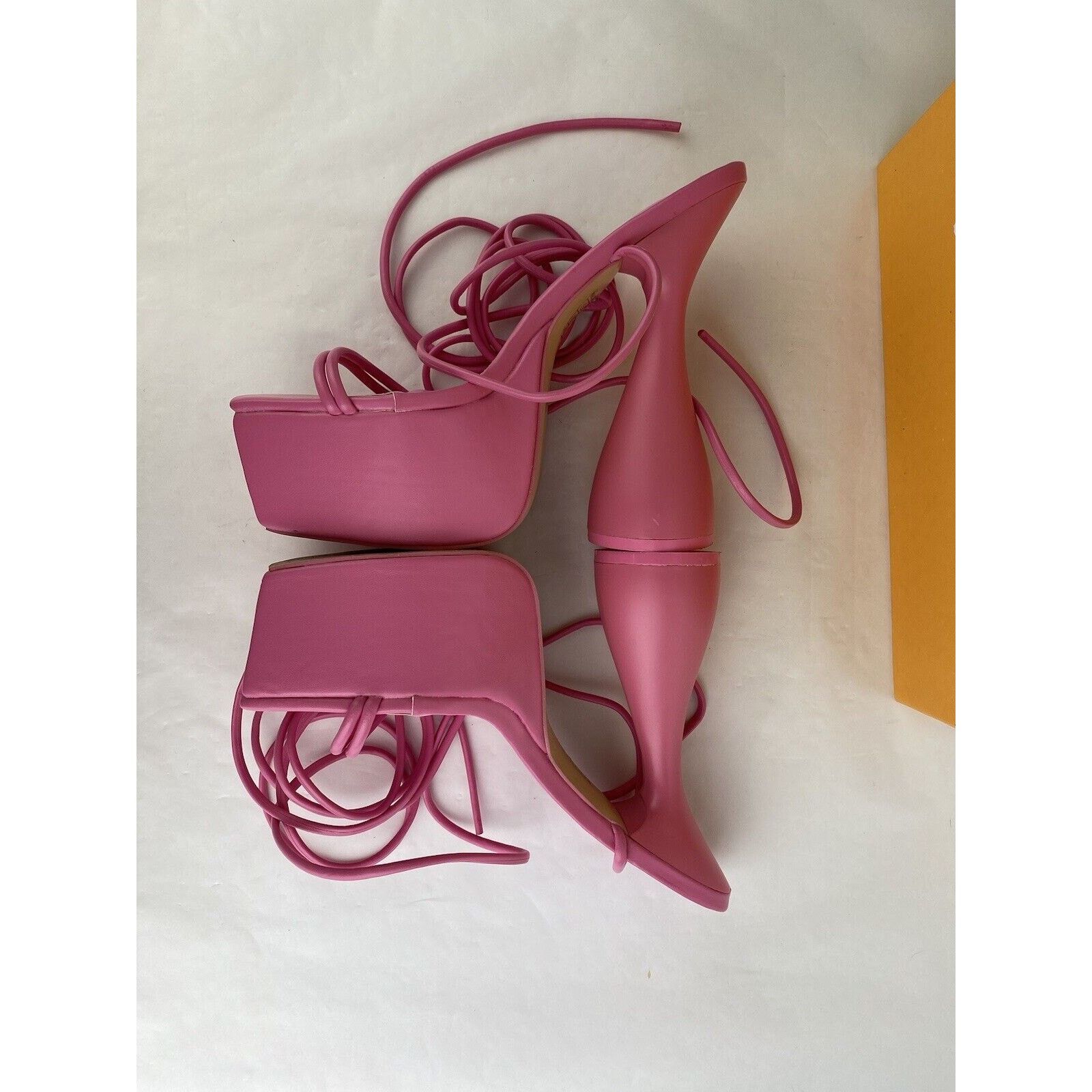 Other Public Desire Block Heels Shoes Pink Anabele Box Lace Up Size US 8 / IT 38 - 6 Thumbnail