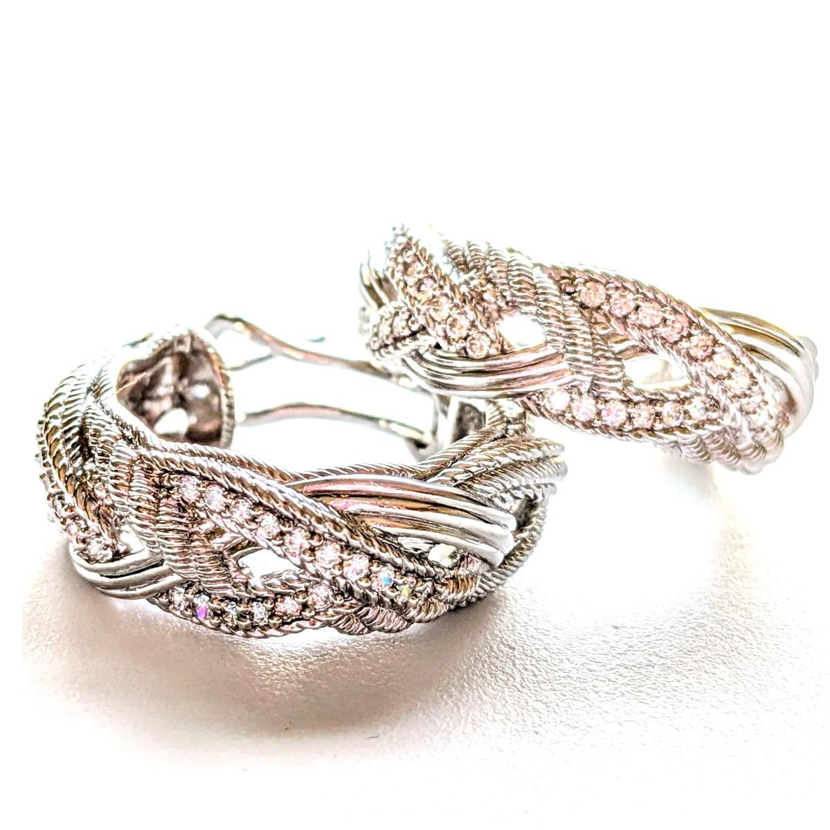 Judith Ripka Judith Ripka 925 Sterling Silver CZ Hoop Earrings 1in Size ONE SIZE - 3 Thumbnail