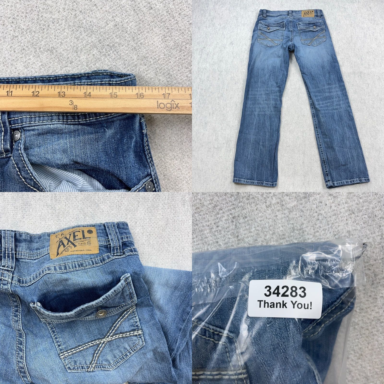 Denime AXEL Jeans Men 32x32 Slim Bootcut Medium Wash Denim Pants 5-Pocket Faded Blue Size US 32 / EU 48 - 9 Thumbnail