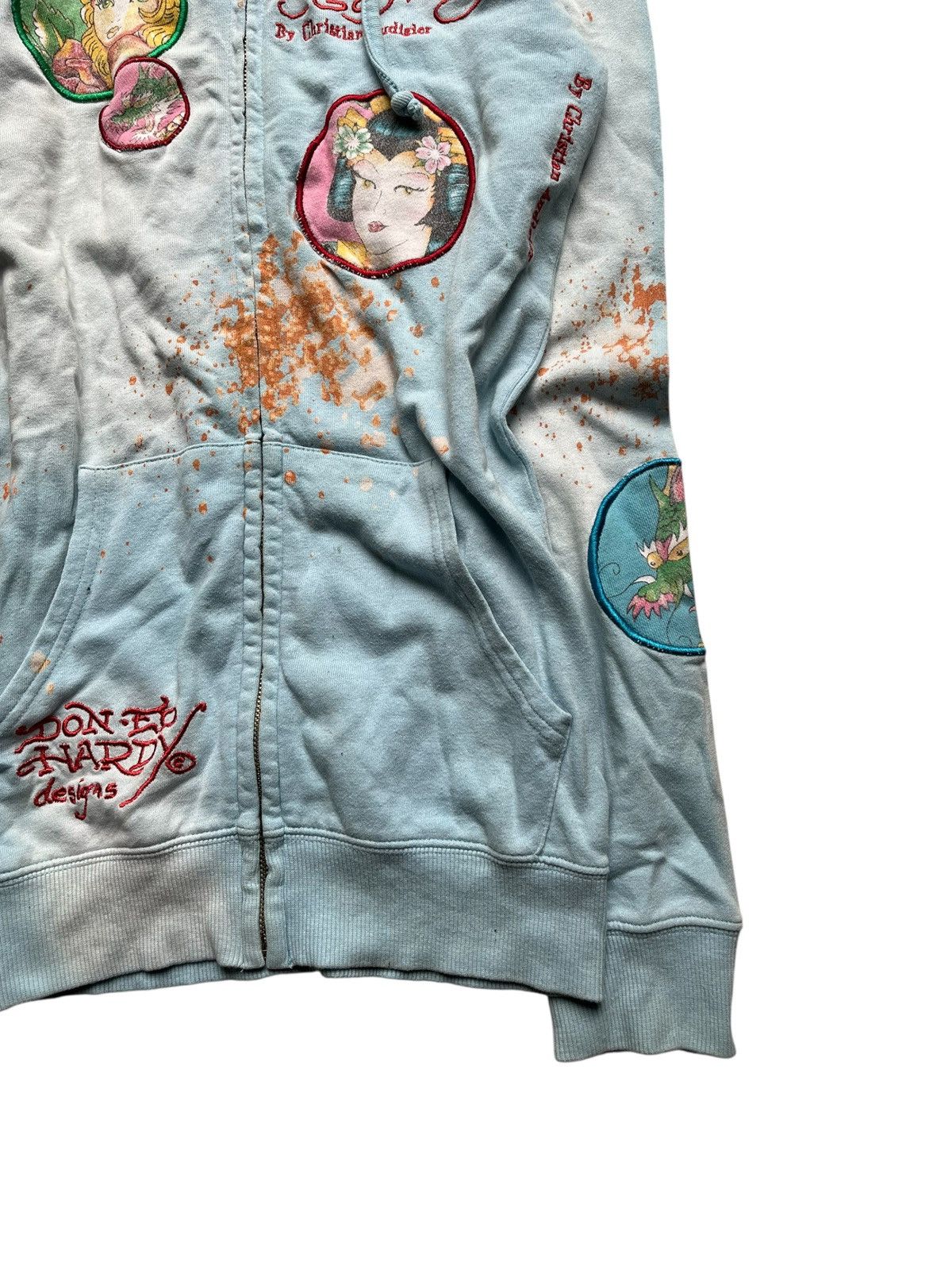 Ed Hardy 2000s ed hardy faux fur patch embroidery blue sea hoodie Size US XS / EU 42 / 0 - 4 Thumbnail
