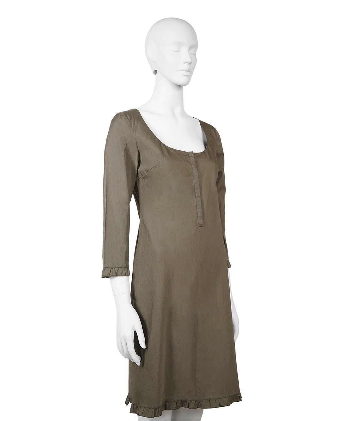 Miu Miu Miu Miu S/S1999 Ruffle Edge Dress in Olive Green Size S / US 4 / IT 40 - 4 Thumbnail