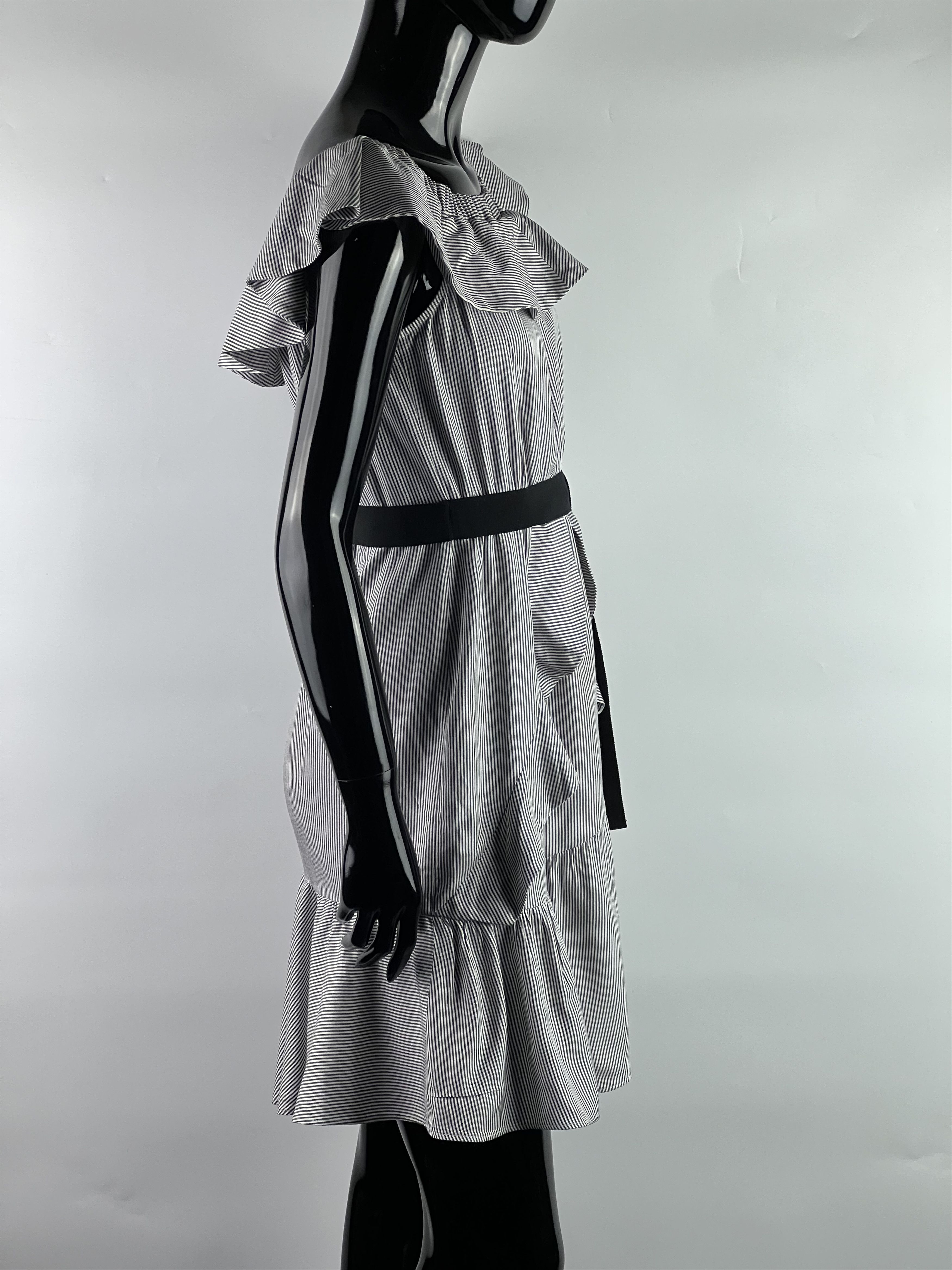 Maje Maje Striped Ruffle Belted Dress Size 2 Size XS / US 0-2 / IT 36-38 - 2 Thumbnail
