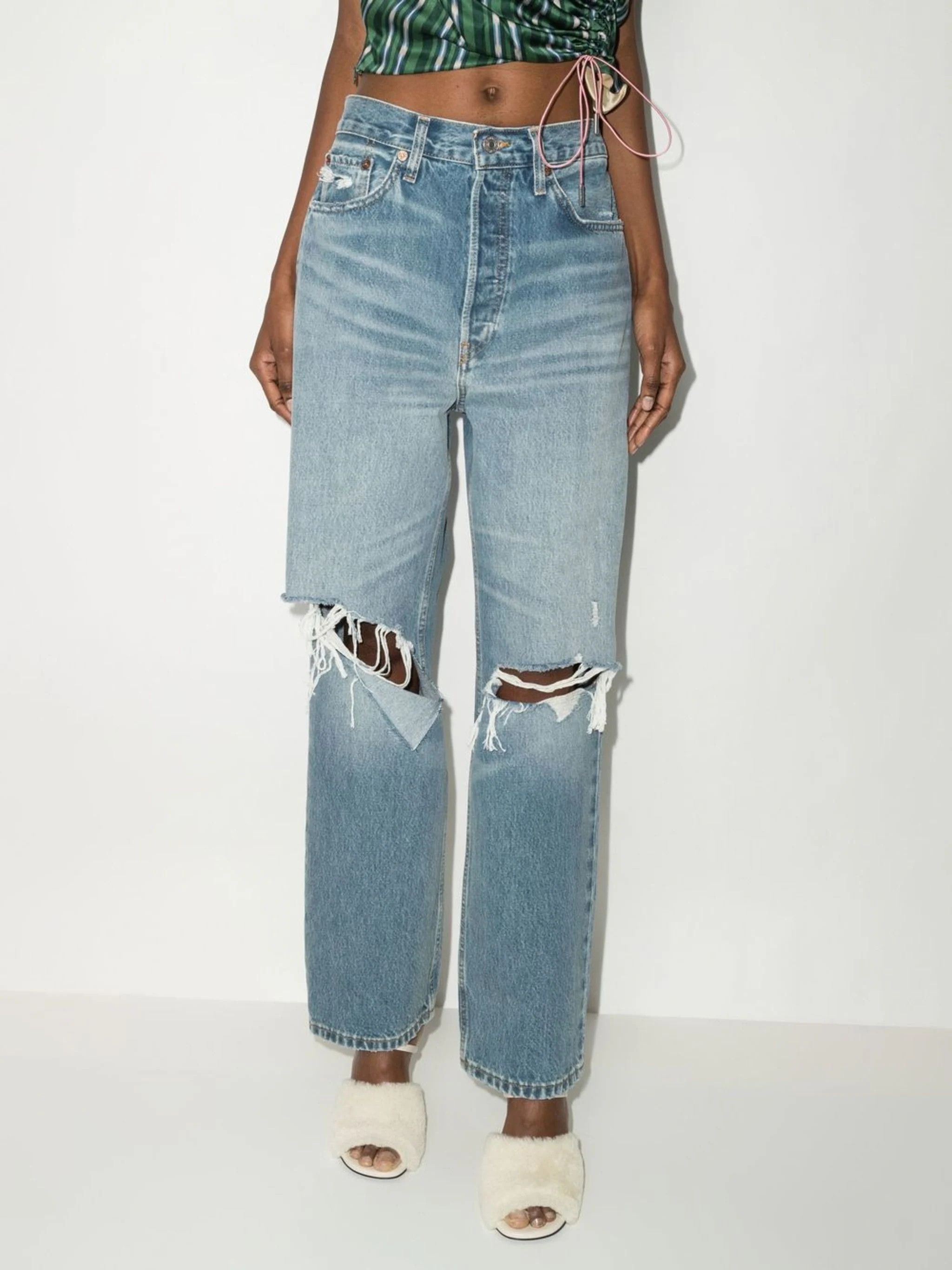RE/DONE o1mle0524 Low Slung Jeans in Blue Size 29" - 2 Thumbnail