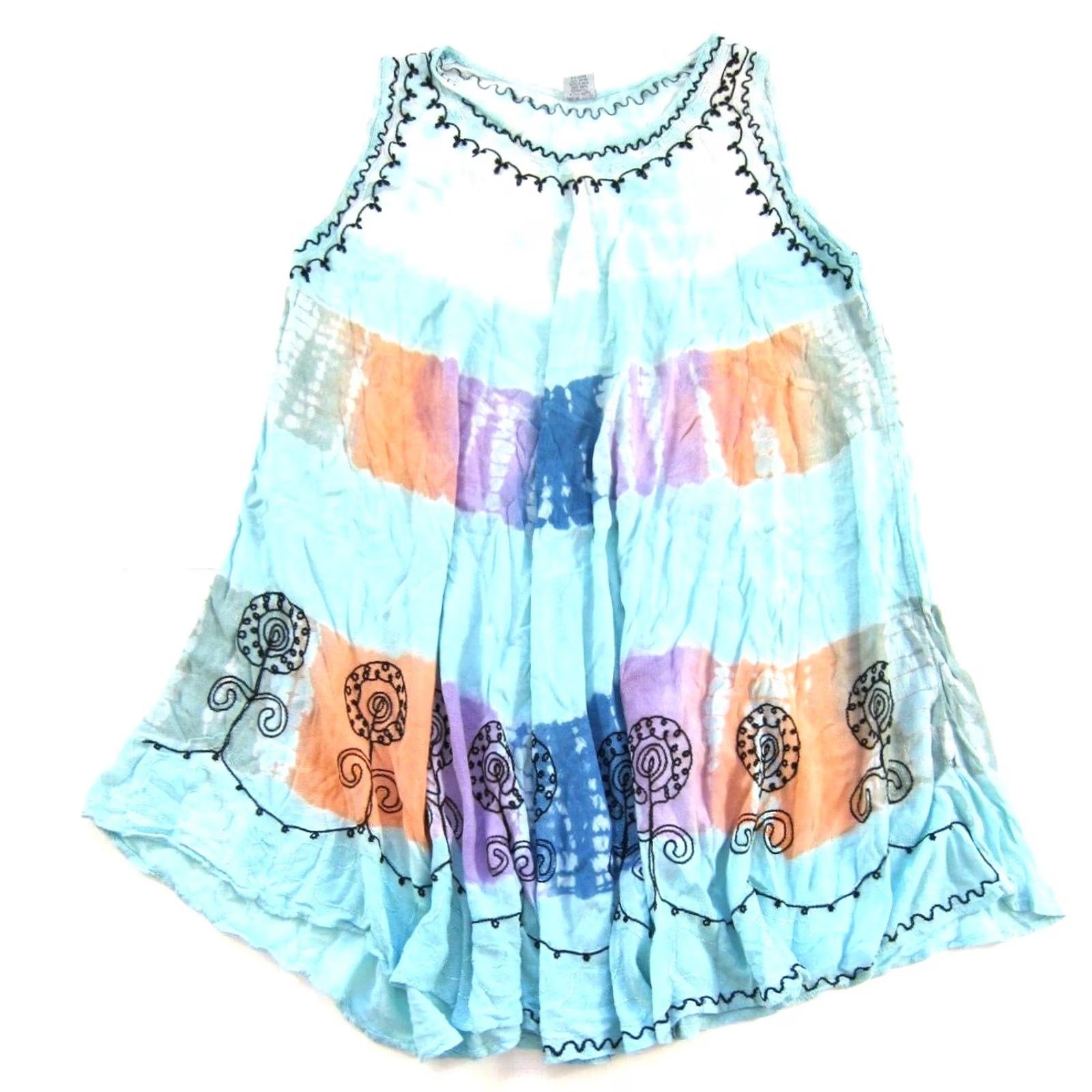 Vintage VINTAGE Shoreline Dress Tank Tunic Shirt Sun Midi Tie Dye Beach Blue Purple Orange M-L Womens Size M / US 6-8 / IT 42-44 - 2 Thumbnail