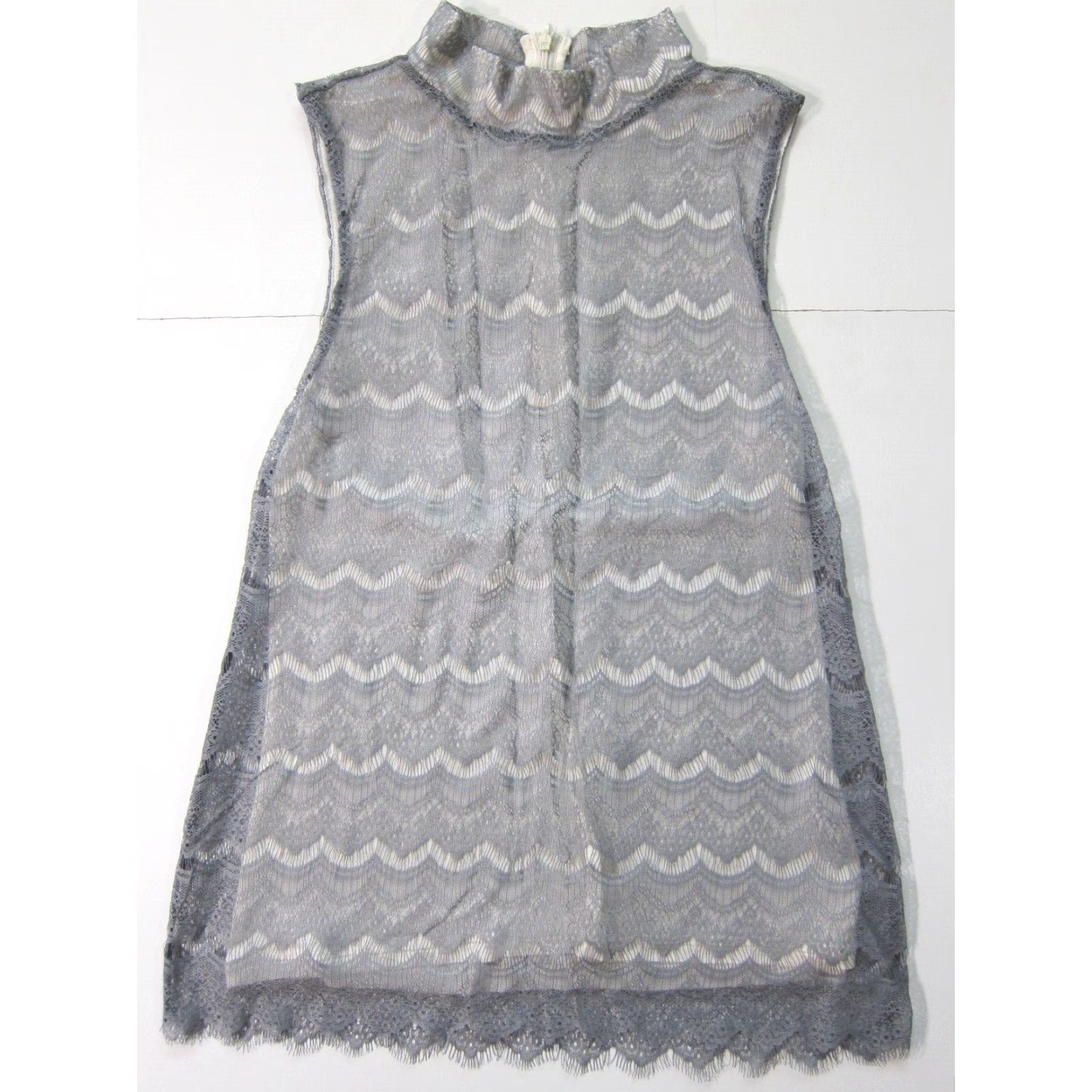 Banana Republic Banana Republic Grey Lace Stretch Mock Neck Sleeveless Blouse Top Shirt Women XS Size XS / US 0-2 / IT 36-38 - 6 Thumbnail