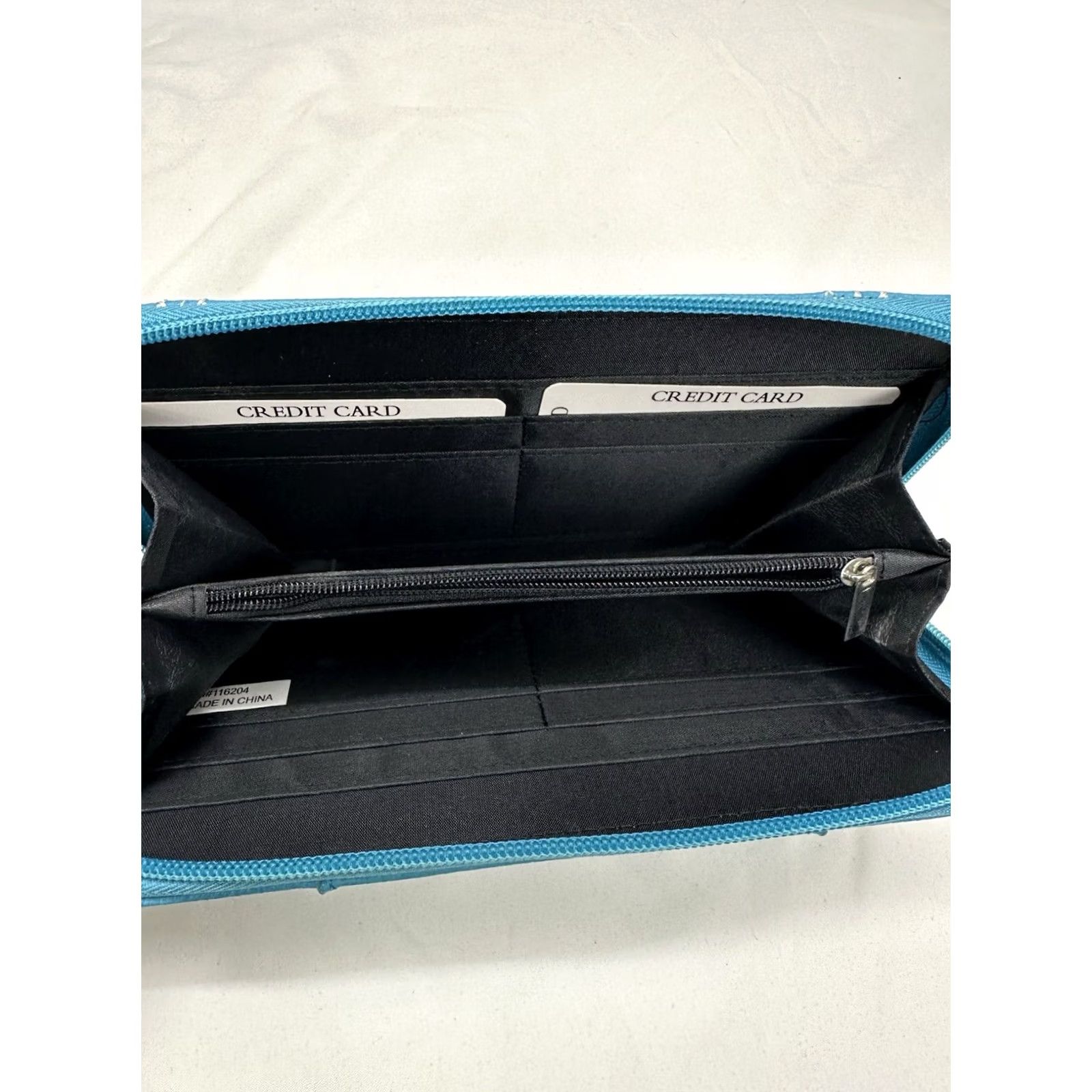Vintage Unbranded Wallet Turquoise Southwestern Buckle Stitched Studded Zip Crossbody Women's Medium Turquoise Aztec Western Mens Womens Girls Boys Size ONE SIZE - 3 Thumbnail