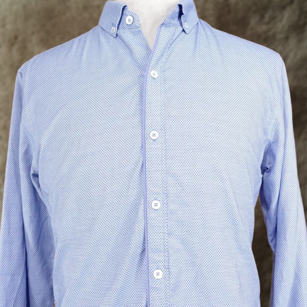 Vintage ZACHARY PRELL Shirt Mens L Blue Geometric Long Sleeve Button-Up Regular Fit Size US L / EU 52-54 / 3 - 1 Thumbnail
