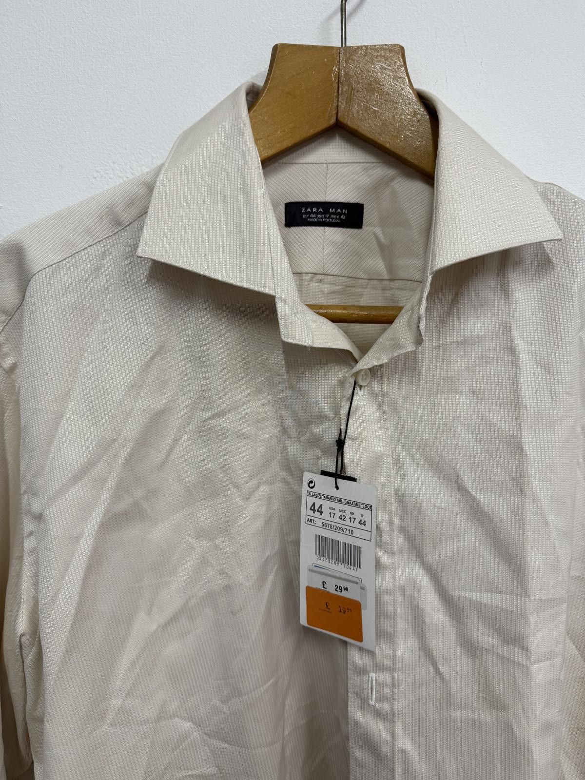 Other Zara Man Men's Cream Dress Shirt Size 36R - 3 Thumbnail