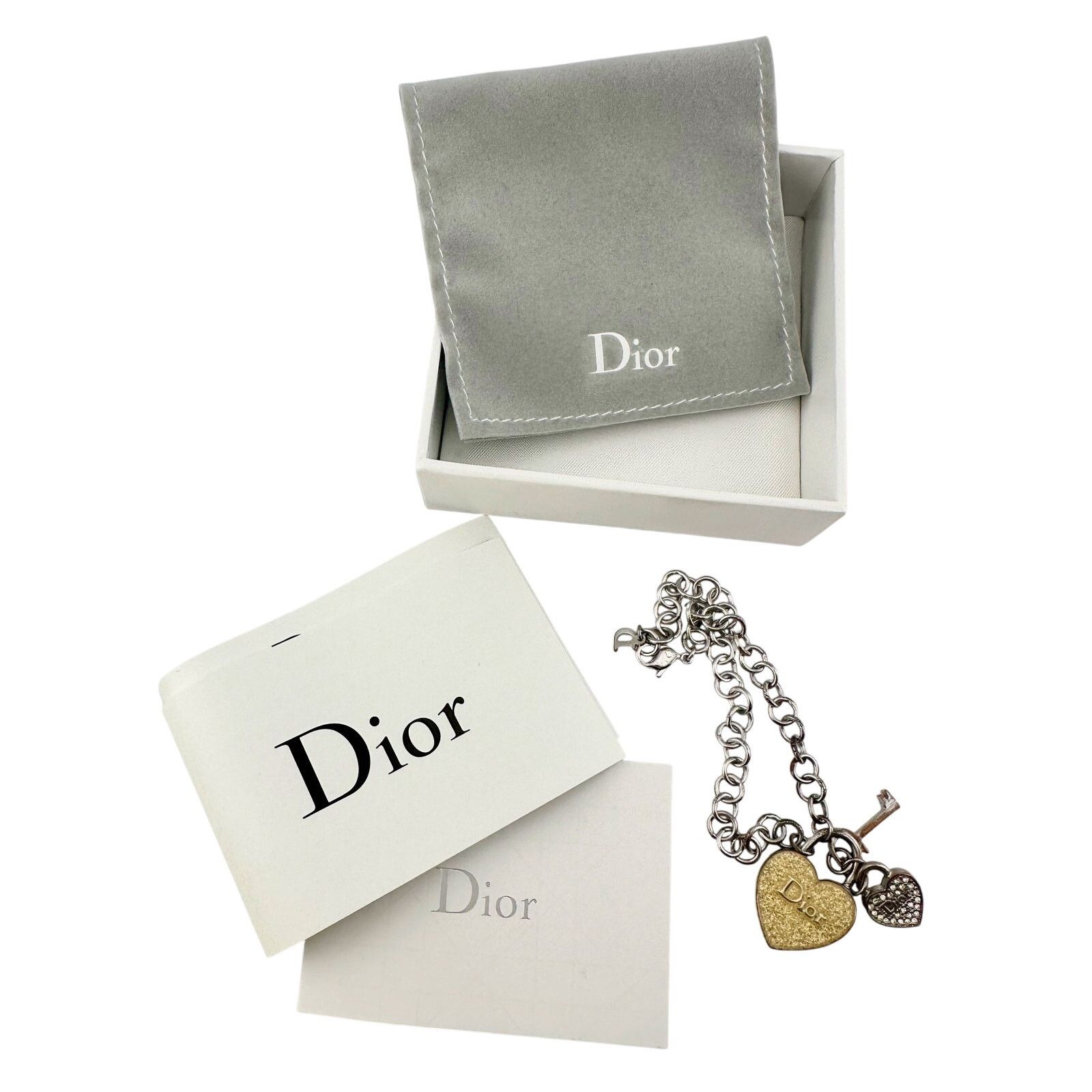 Dior Christian Dior Silver Hear and Key Charm Bracelet Size ONE SIZE - 2 Thumbnail