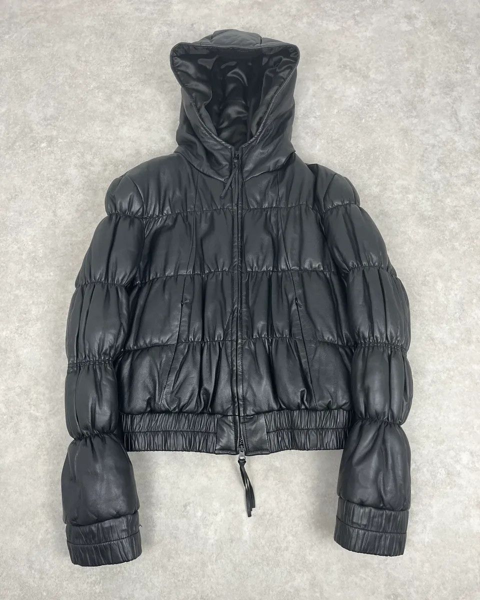 Armani 2000s Armani Black Puffer Leather Jacket Size XS / US 0-2 / IT 36-38 - 1 Thumbnail