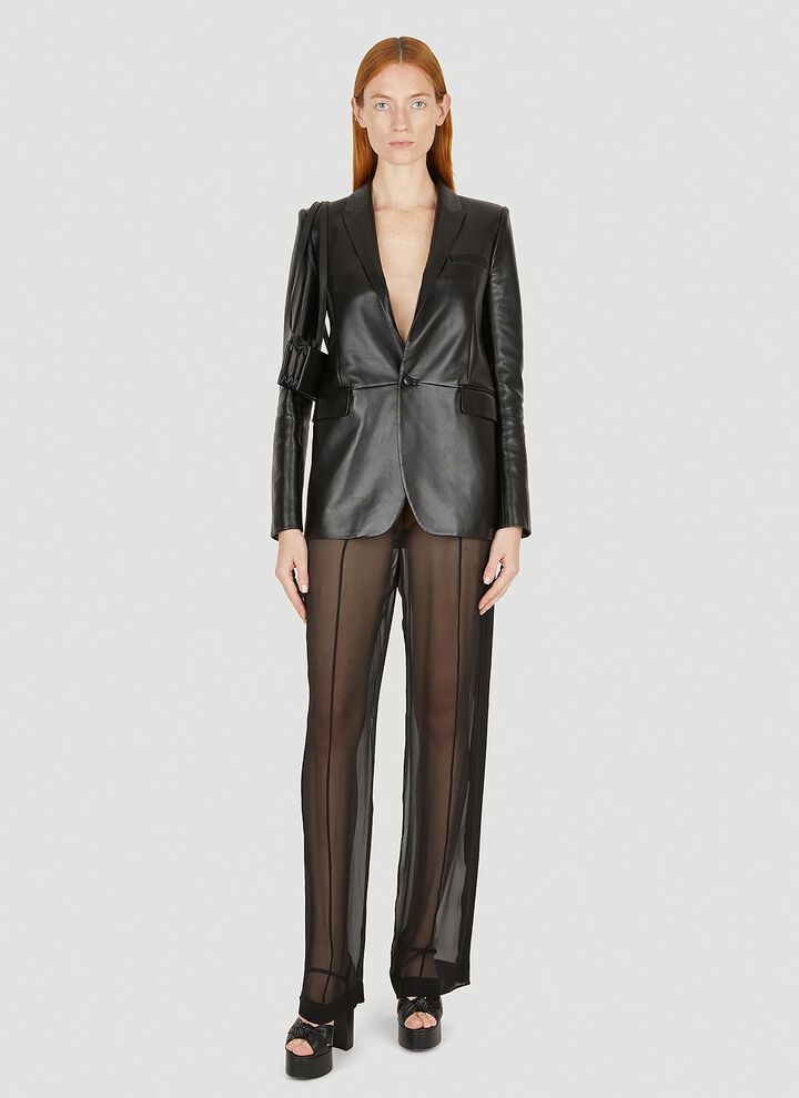 Saint Laurent Paris o1s1wg111024 Pantalon Mousseline Crepe Orga Pants in Black Size 27" / US 4 / IT 40 - 2 Thumbnail