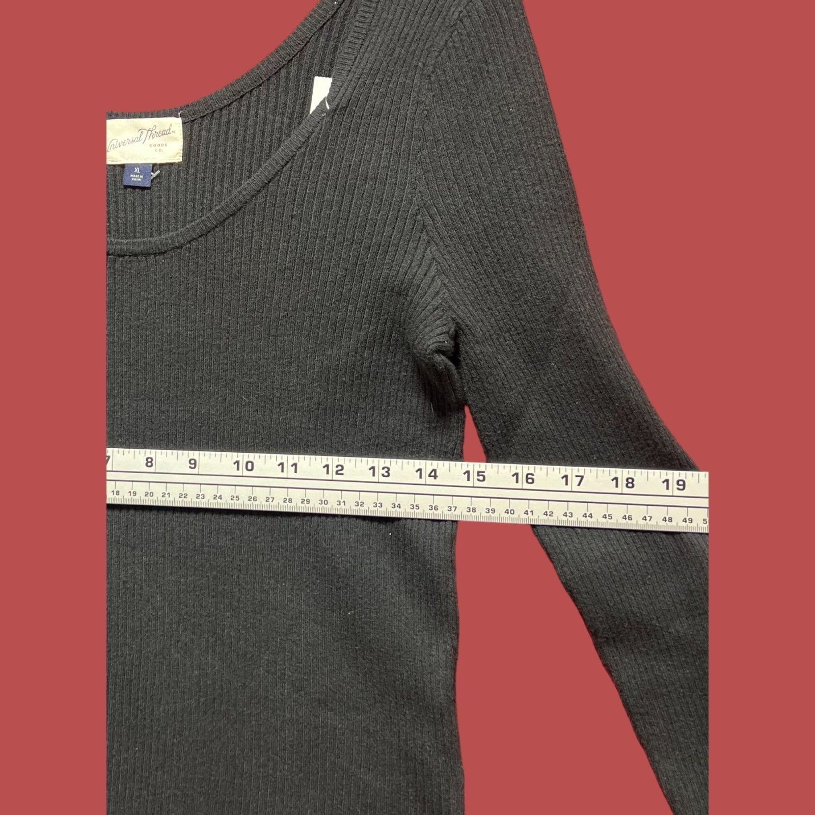 Other Universal Thread - Women's Ribbed Long Sleeve Scoopneck T-Sh Size XL / US 12-14 / IT 48-50 - 3 Thumbnail