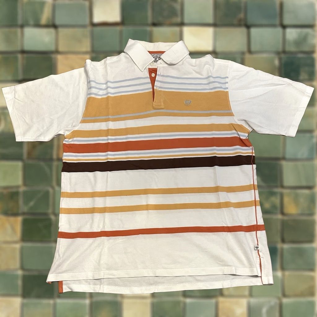 Phat Farm VINTAGE Phat Farm Polo Shirt XL Striped White Gold Mens Size US XL / EU 56 / 4 - 1 Thumbnail