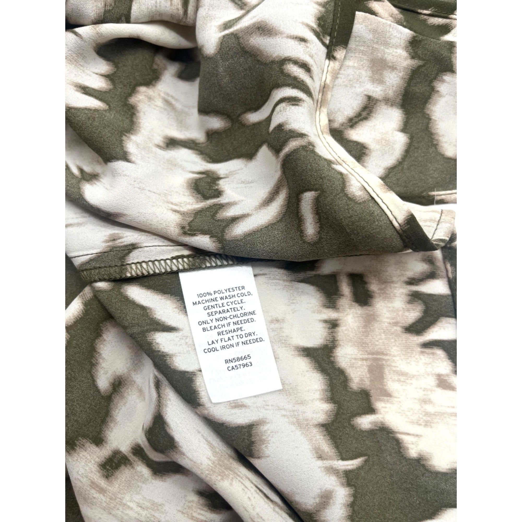 Other Nordstrom Rack Ruffle Sleeve Tie Neck Top, Olive Burnt-Ivory Size S / US 4 / IT 40 - 6 Thumbnail