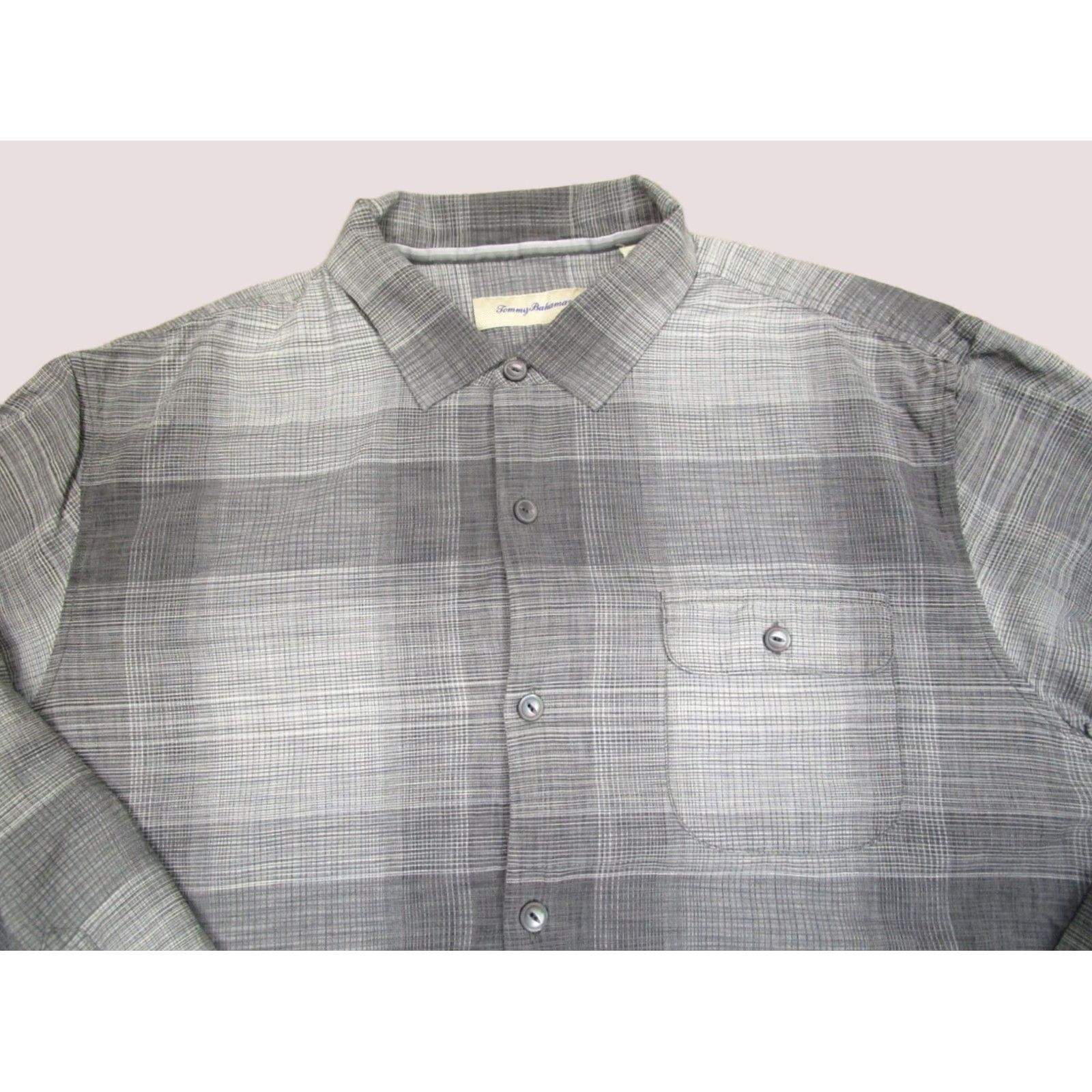 Tommy Bahama Tommy Bahama Shirt Men 2XL Gray Plaid Silk Cotton Button-Down Long Sleeve Shirt Size US XXL / EU 58 / 5 - 1 Thumbnail