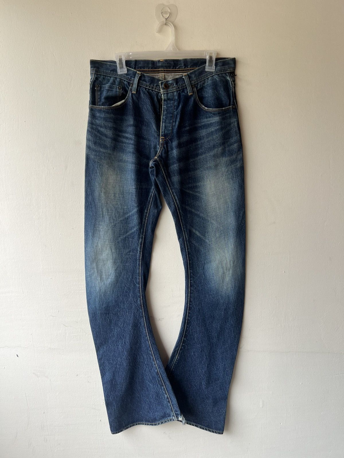 wjk WJK Curve Leg Distressed Aging Mud Denim Bootcut Jeans Size US 31 - 2 Thumbnail