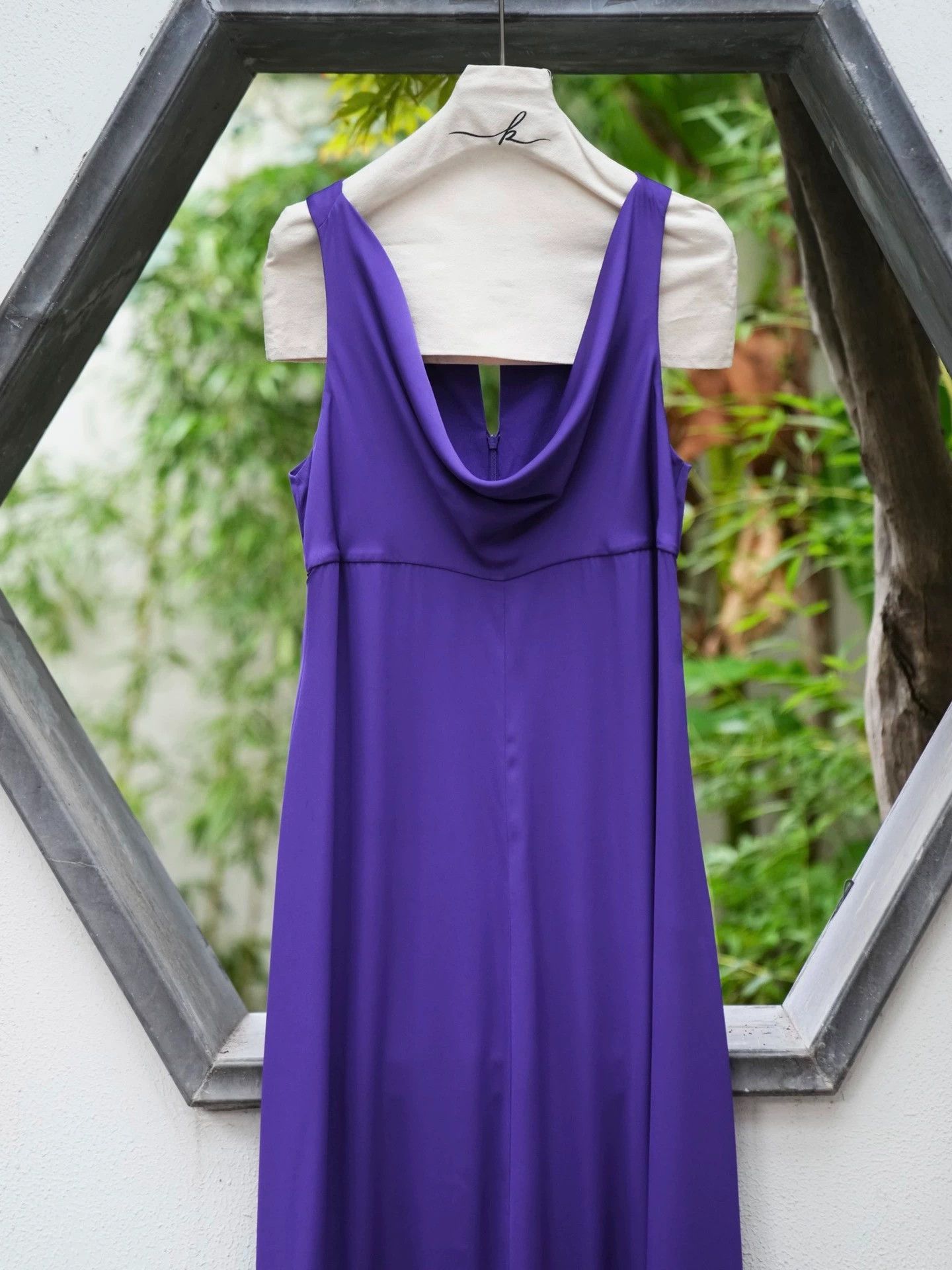 Armani Armani Vintage Purple Draped Neck Bias-Cut Maxi Dress M/L Size L / US 10 / IT 46 - 8 Thumbnail