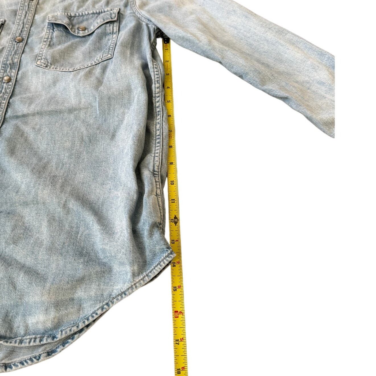 Madewell Madewell Light Blue Denim Snap-Button Western Boho Boy Shirt Size S / US 4 / IT 40 - 9 Thumbnail