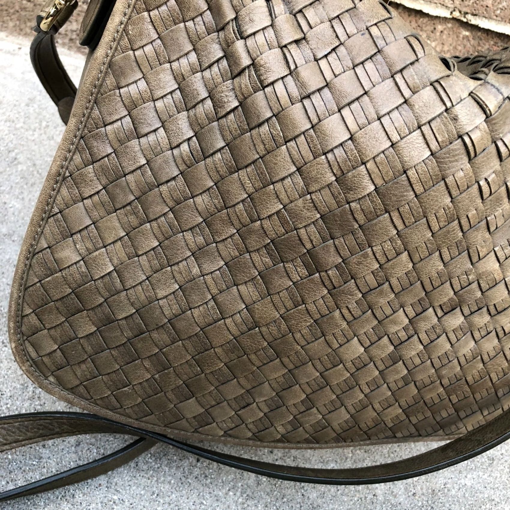 Cole Haan COLE HAAN Woven Weave Messenger Bag Crossbody Purse Army Green Women's Purse Size ONE SIZE - 3 Thumbnail