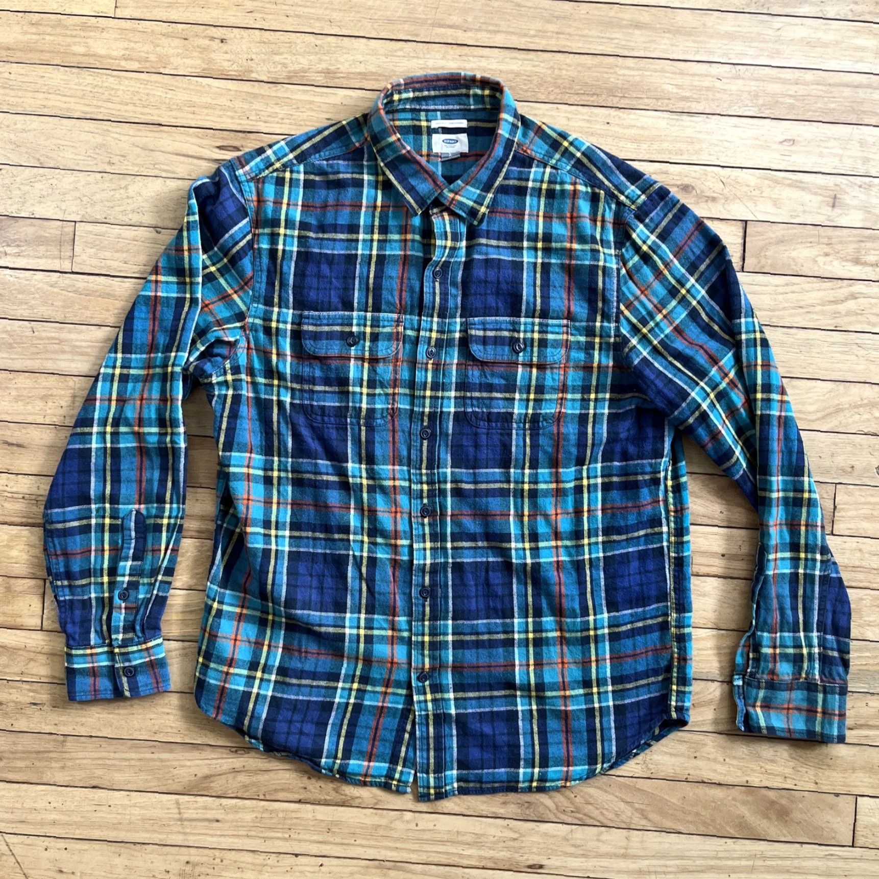 Old Navy OLD NAVY Flannel Shirt Men L Light Green Red Plaid Hike Outdoor Regular Fit L Mens Shirt Plaid Color Multicolor Casual Travel Size US L / EU 52-54 / 3 - 3 Thumbnail