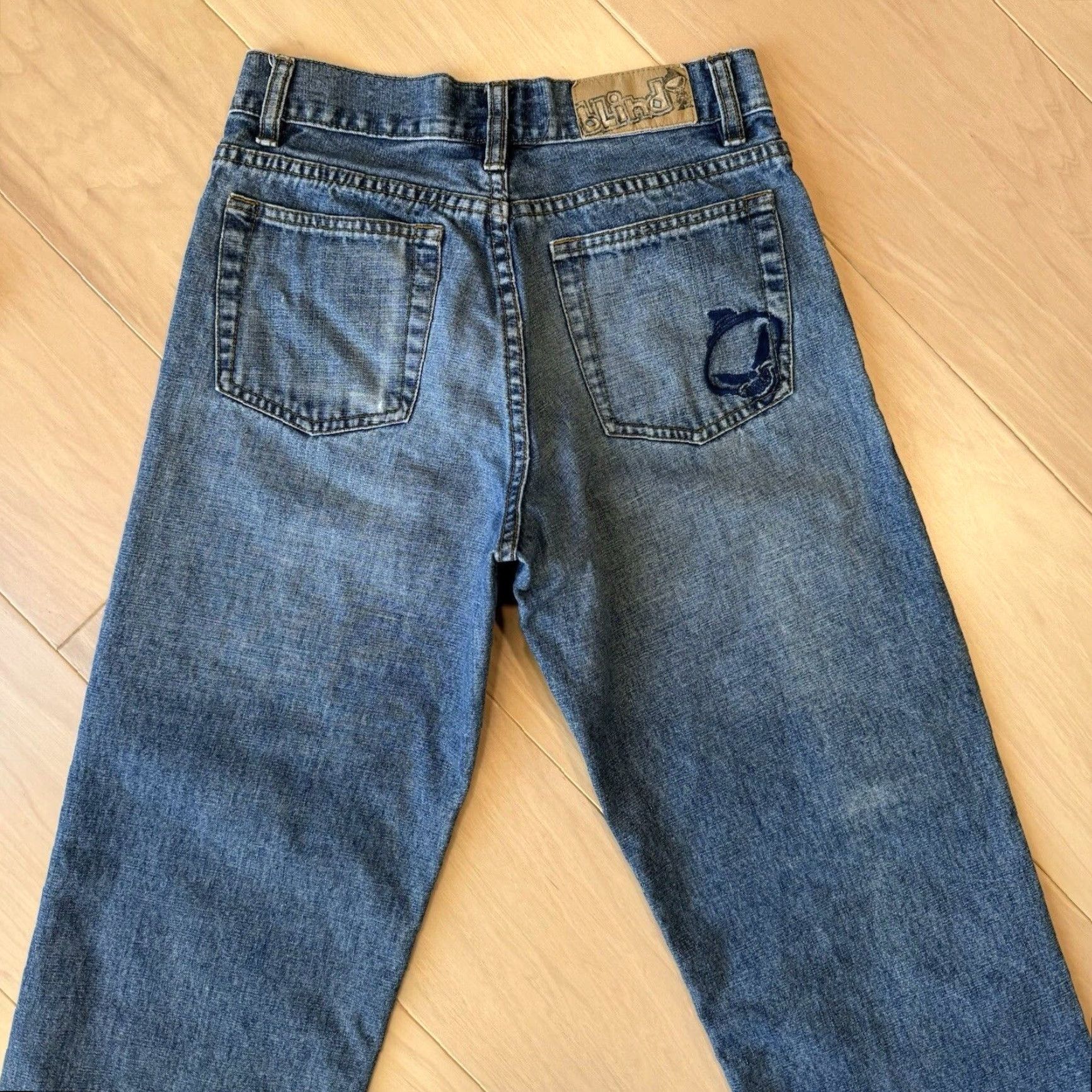 Denime VINTAGE Blind Jeans Skateboard 27 Blue Denim Straight Mens 501 American Western Punk Streetwear Denim Jeans TB Size US 27 - 6 Thumbnail