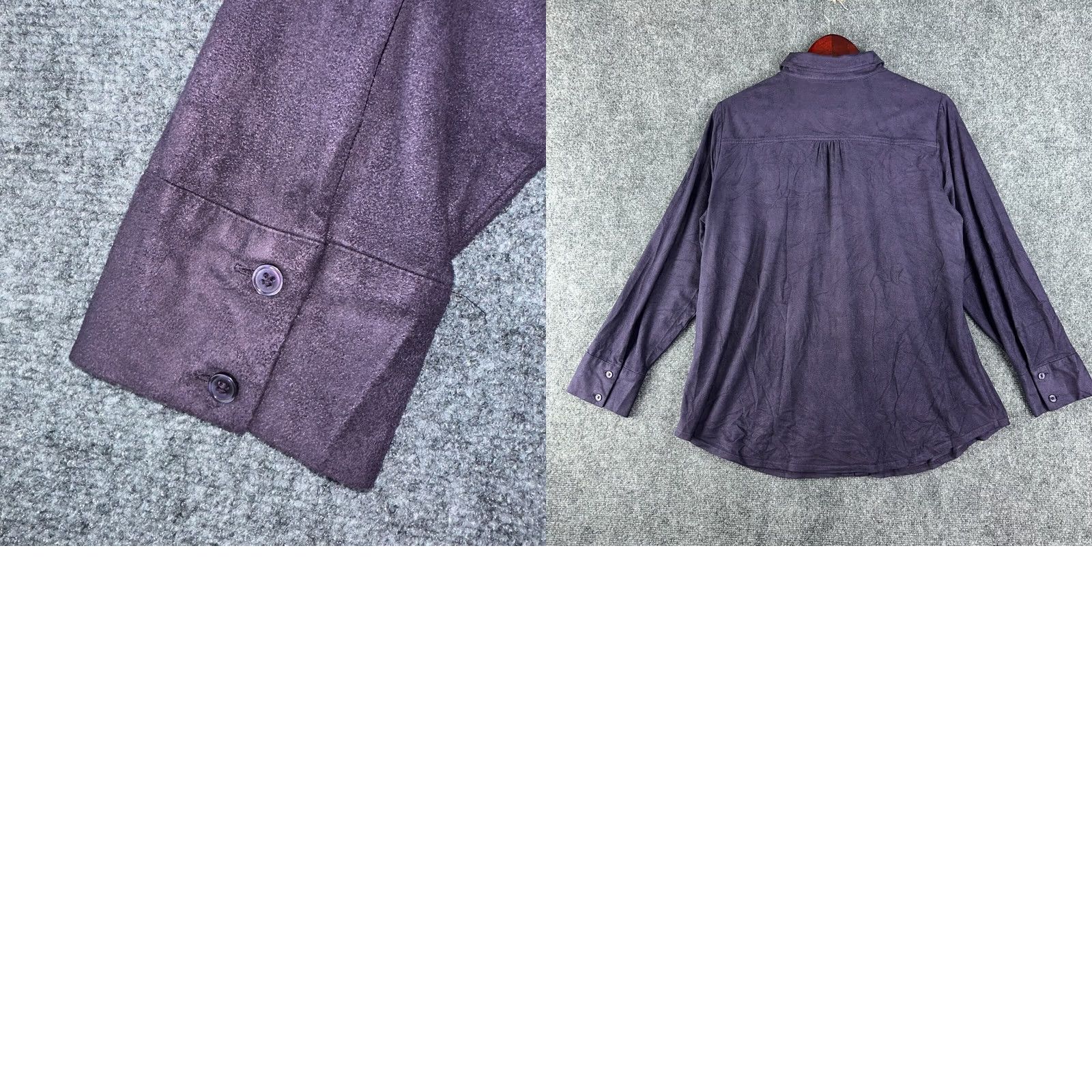 Vintage Chicos Blouse Womens Large Purple Stretch Faux Suede Long Sleeve Button Up Top Shirt Size L / US 10 / IT 46 - 8 Thumbnail