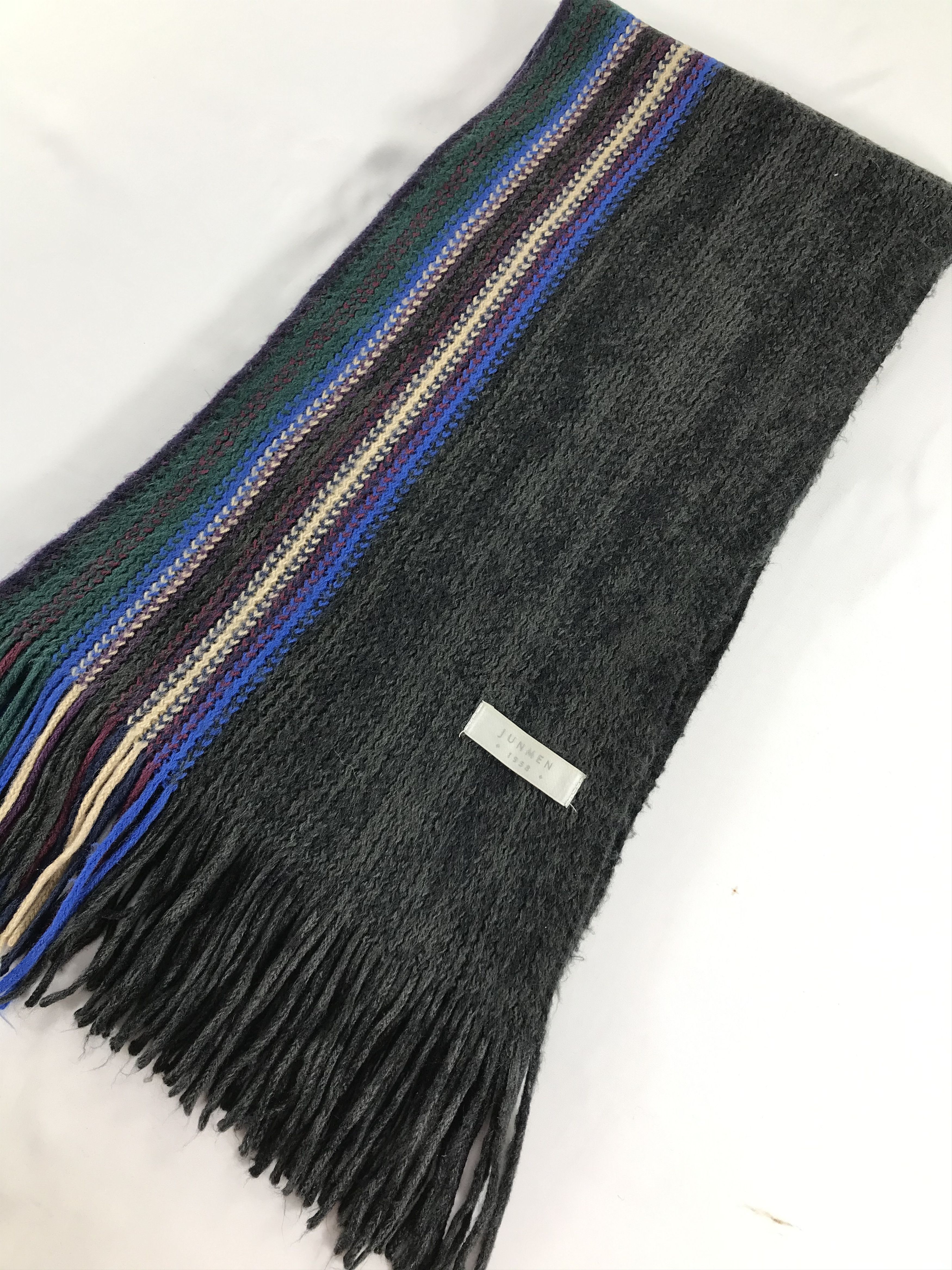 Mr. Junko Jun Men Striped Knit Wool Scarf Muffler V479 Size ONE SIZE - 3 Thumbnail