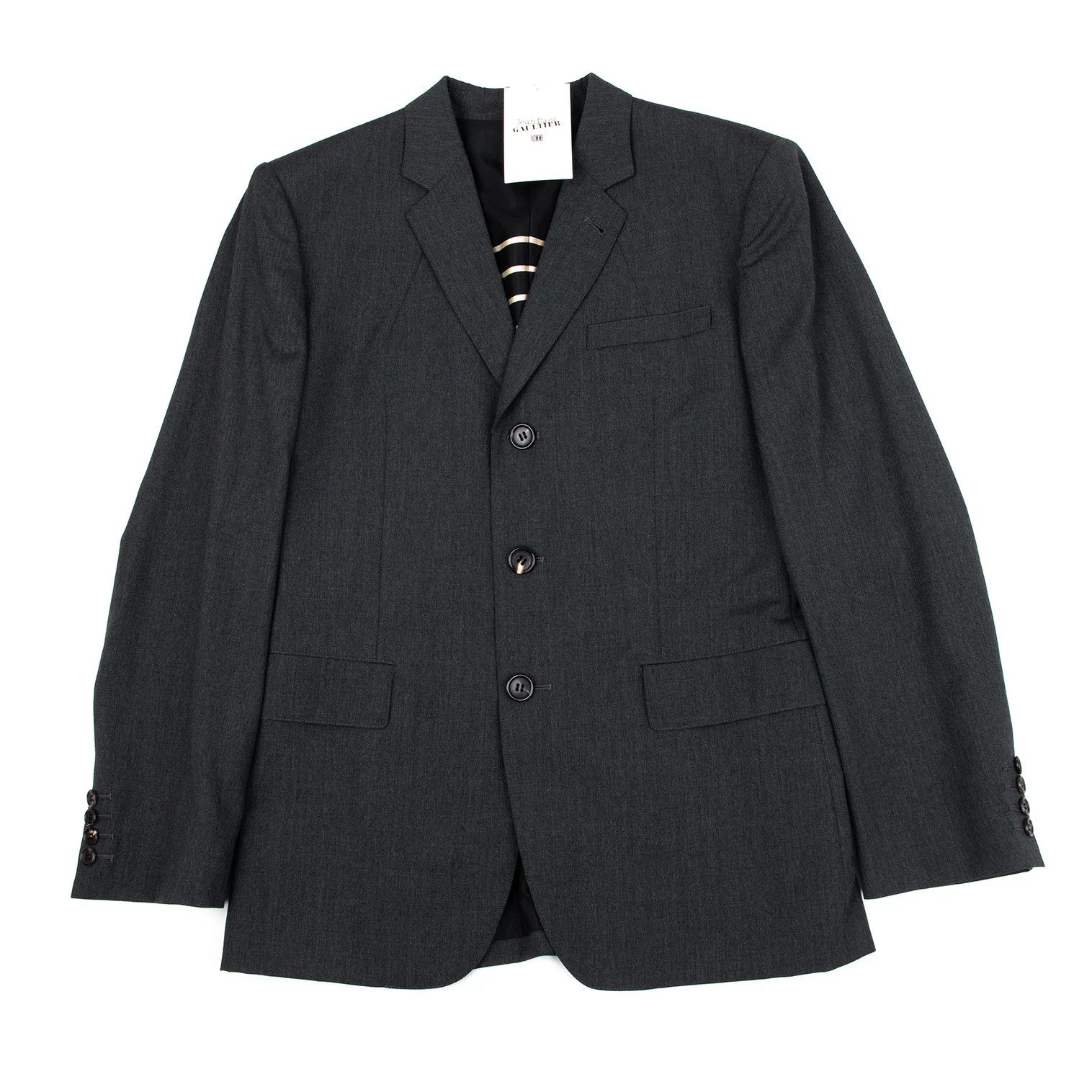 Wool 3B Jacket in Gray Size 50 with Shoulder Pads