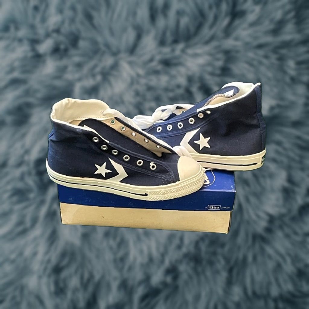 Converse VINTAGE Converse ABA Made In USA High Navy Canvas Rare Old Stock 4.5 Mens Basketball Sneaker Size US 5 / EU 37 - 1 Thumbnail