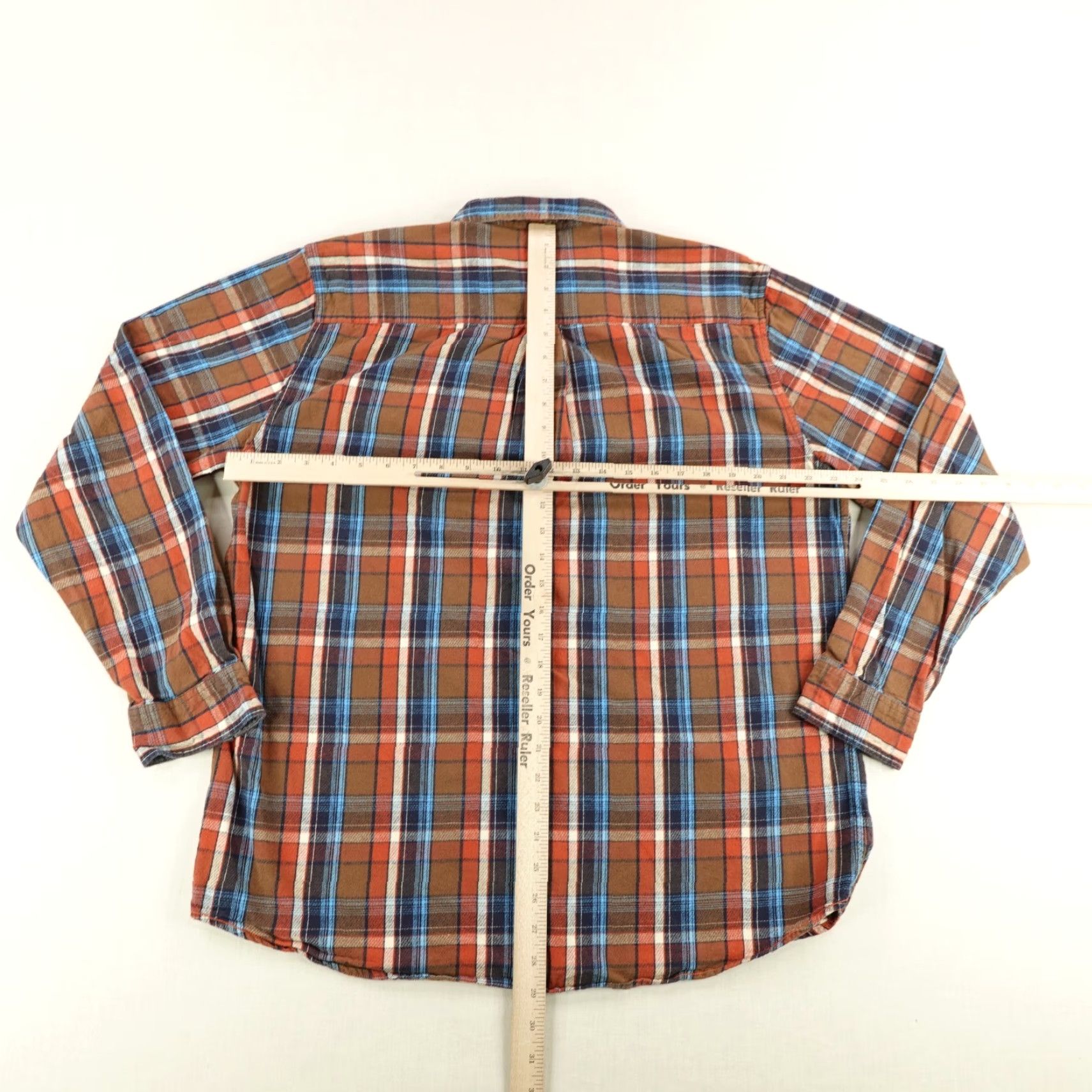 Carbon2Cobalt VINTAGE Carbon 2 Cobalt Shirt Men's Large Plaid Flannel Button-Up Workwear Brown Orange Blue Cotton 90s Mens Large Shirt Size US L / EU 52-54 / 3 - 5 Thumbnail