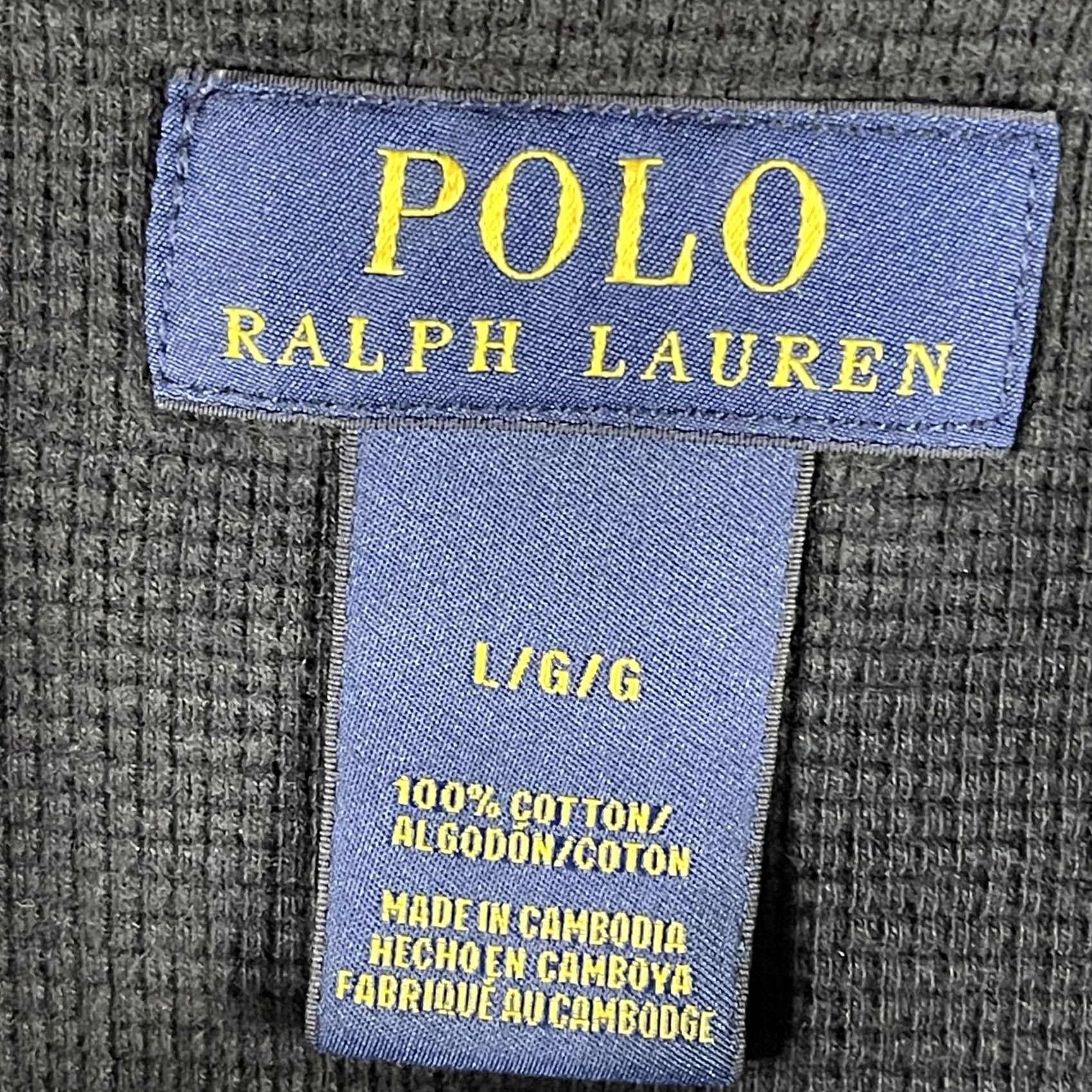 Polo Ralph Lauren Polo Ralph Lauren Sweater Mens Large Gray Waffle-Knit Pullover Crew Neck Long Sleeve Cotton Size US L / EU 52-54 / 3 - 4 Thumbnail