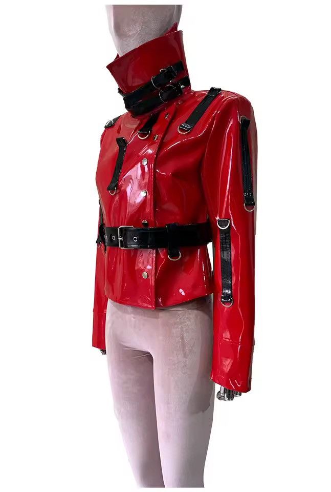 Other Gothic Punk Faux Leather Red & Black Women’s Jacket Size S / US 4 / IT 40 - 2 Thumbnail