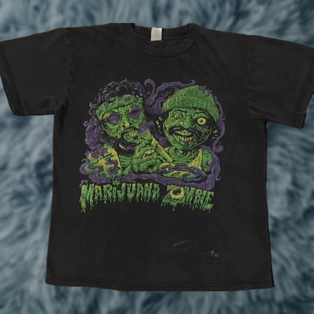Vintage VINTAGE Cheech & Chong Marijuana Zombie Faded Shirt XS Black Mens T-Shirt Grunge Y2K 80s 90s Humor Stoner Weed Cannabis Distressed Size US XS / EU 42 / 0 - 1 Thumbnail