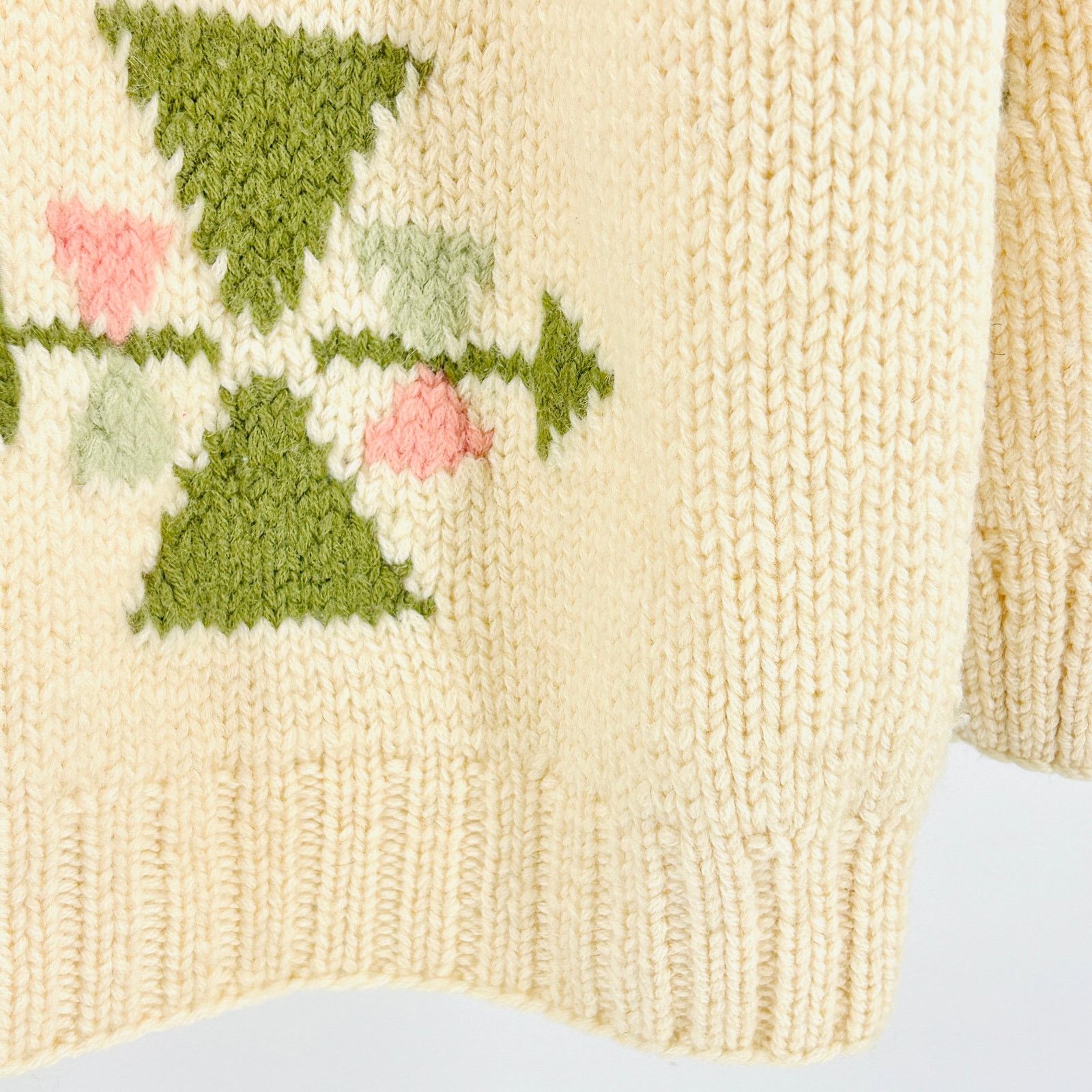 Vintage Vintage 80s Cream Wool Heavy Knit Geometric Pastel Sweater Size L / US 10 / IT 46 - 5 Thumbnail