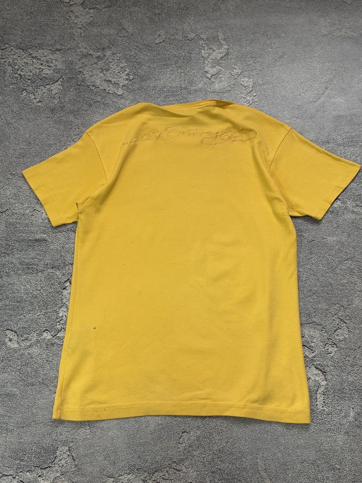 Ed Hardy Ed Hardy "Death or Glory" Yellow Tattoo Rhinestone Tee M Size US M / EU 48-50 / 2 - 2 Thumbnail